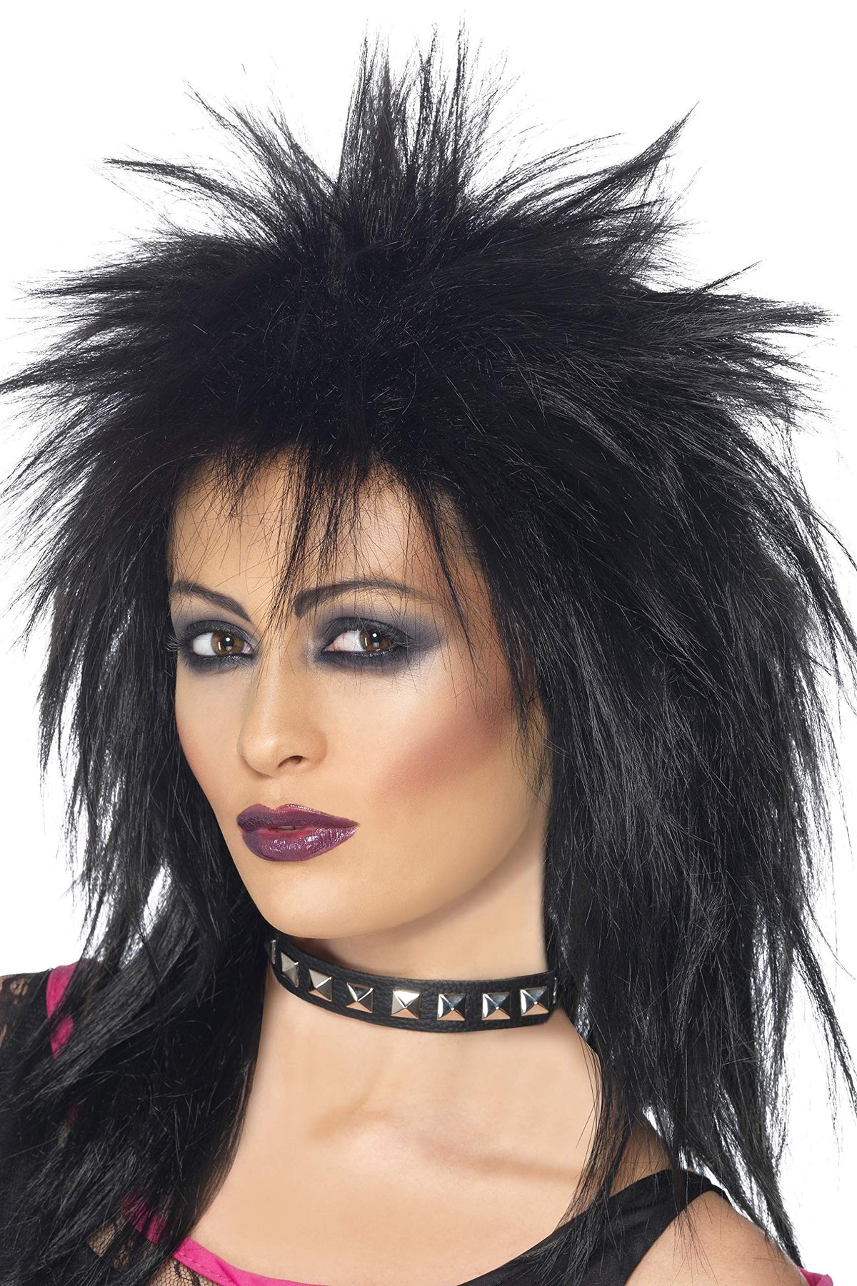 Smiffys Rock Diva Wig - Black Long Mullet - One Size