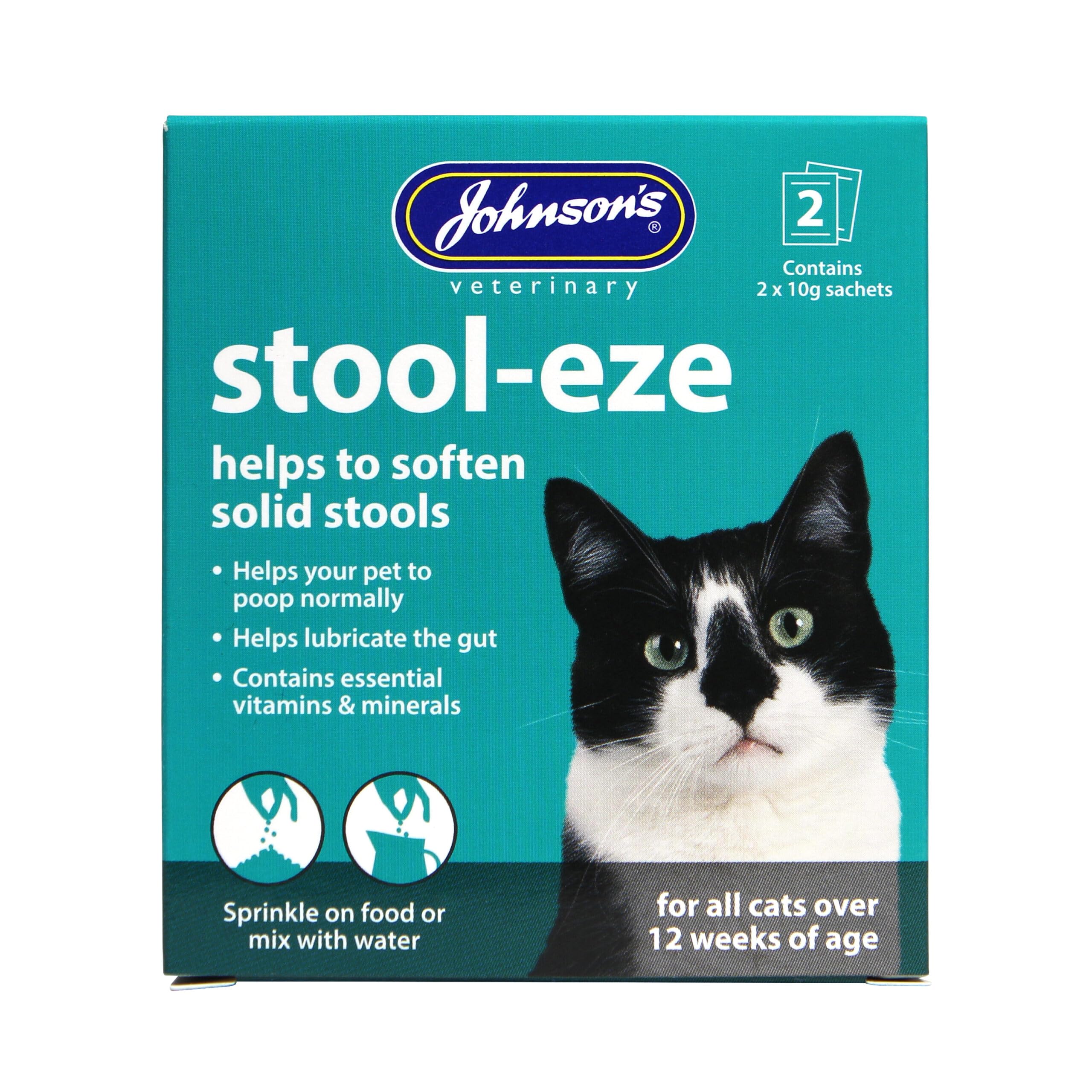 Johnson's Vet Products Stool-Eze - Soften Stools & Aid Digestion | 2 x 10g Sachets | Cat Digestive Remedy