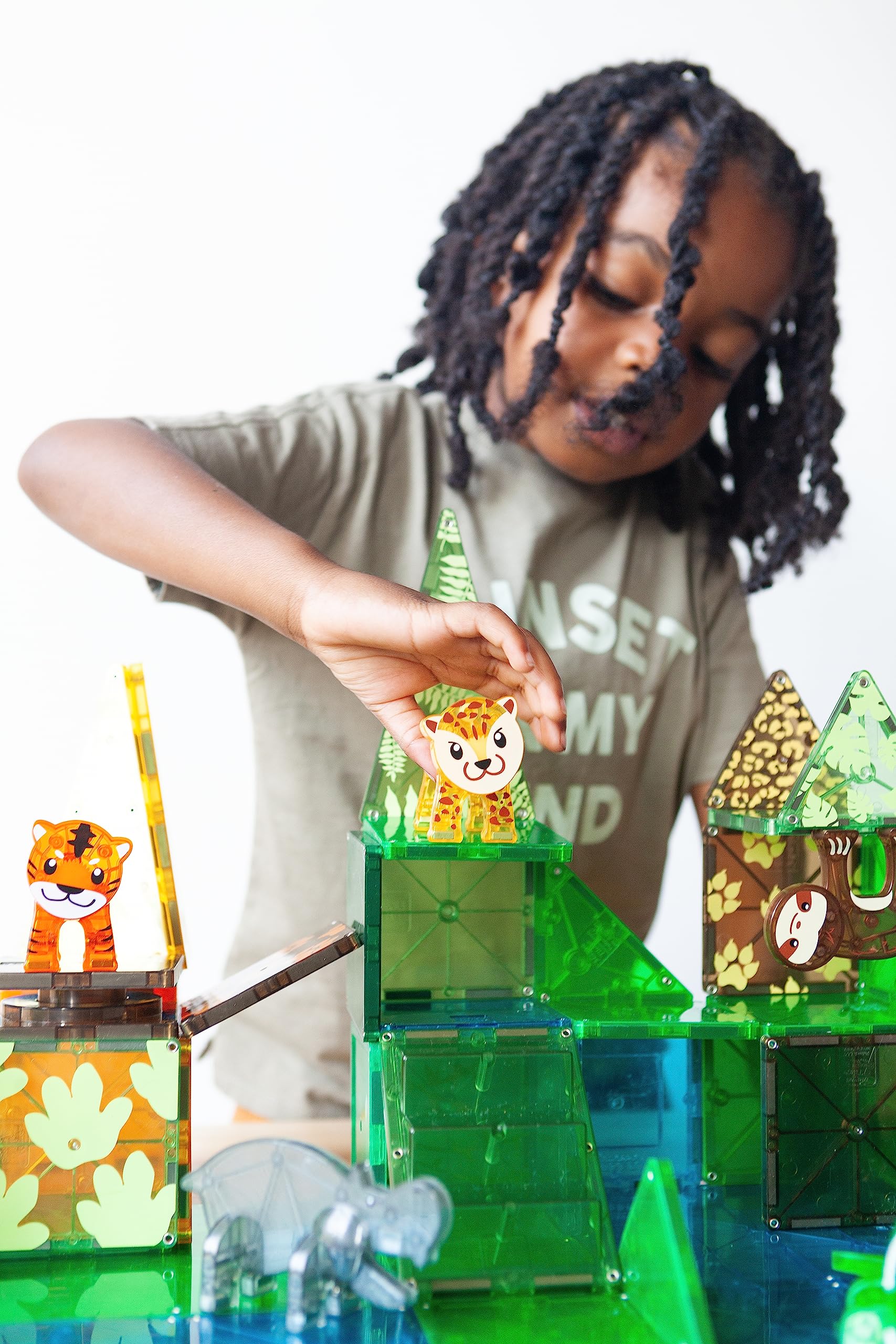 Magna-Tiles Jungle Animals 25-Piece Set - Magnetic Building Tiles, Clear Colors, Ages 3+ 3