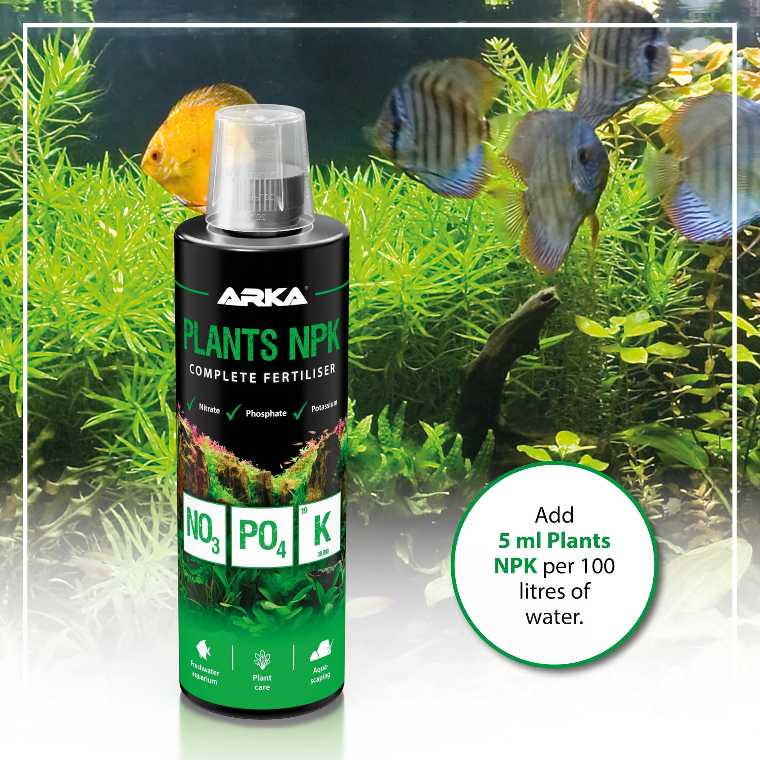 ARKA PLANTS NPK Aquarium Plant Fertiliser - Complete NPK Formula | 118 ml | Liquid 8