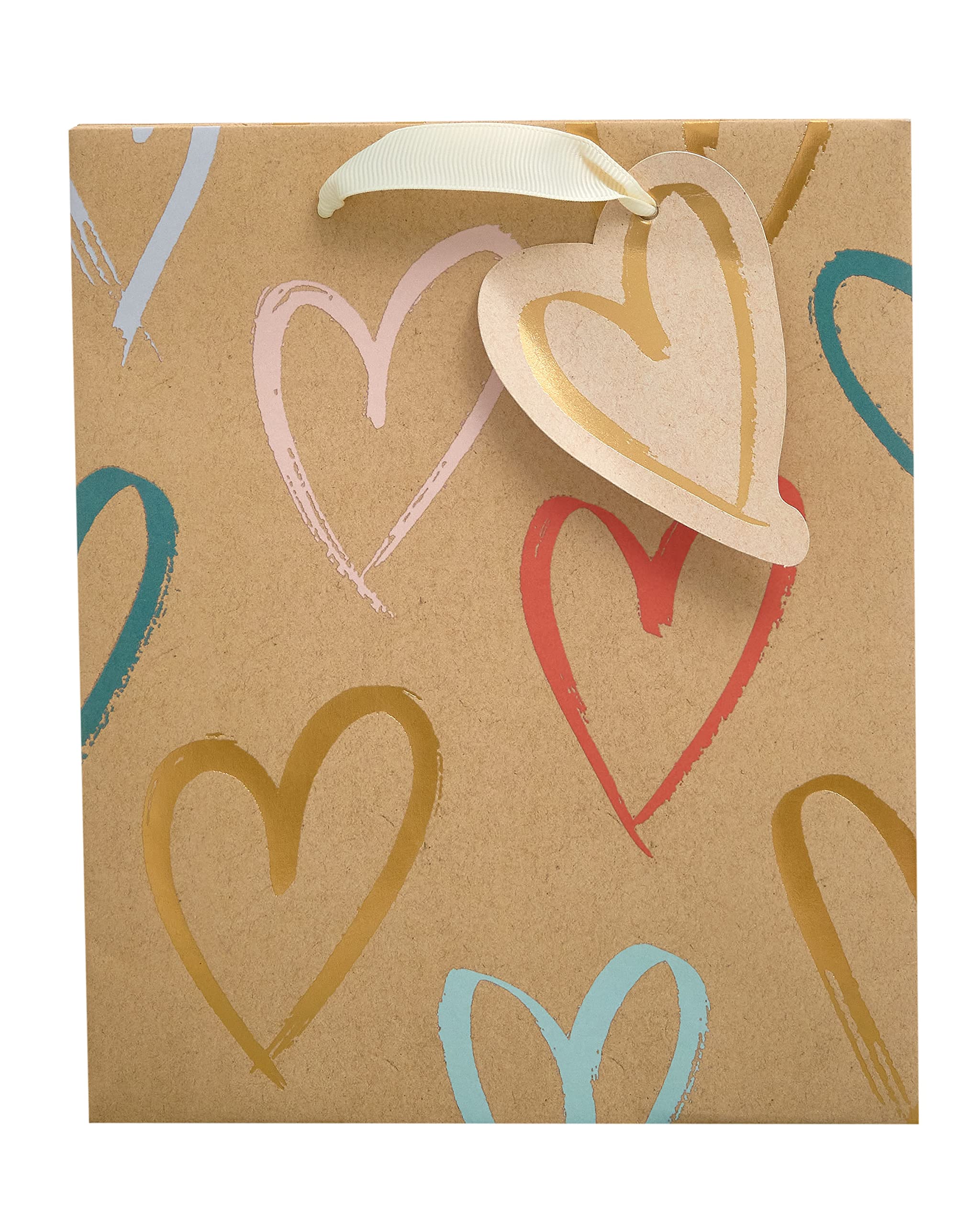 UK Greetings Medium Gift Bag - Heart Design for Weddings & Birthdays | FSC Certified Cardboard