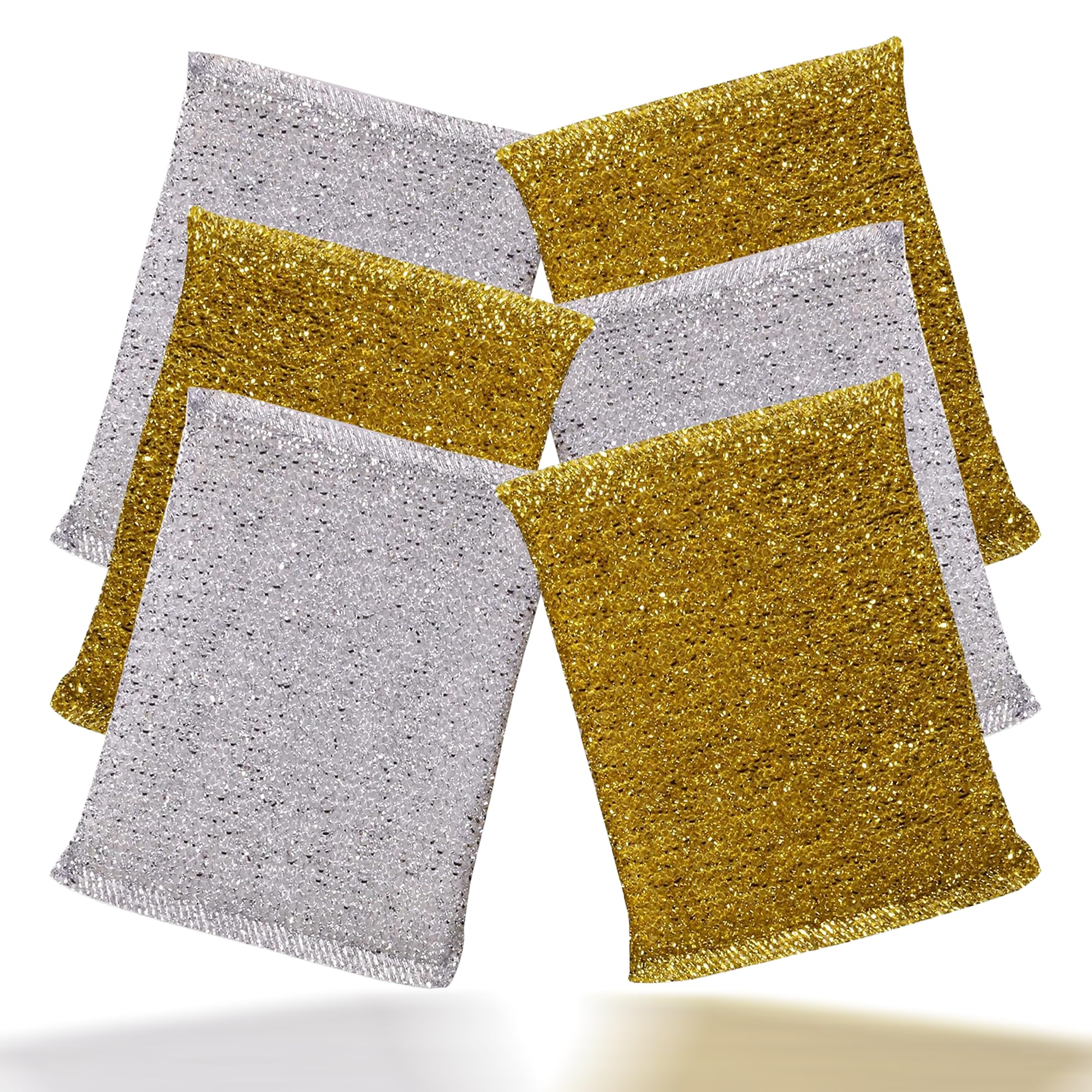 G4GADGET Metallic Scouring Pads - 6 Pack Non-Scratch Polypropylene Kitchen Scourer | Rust-Resistant 1
