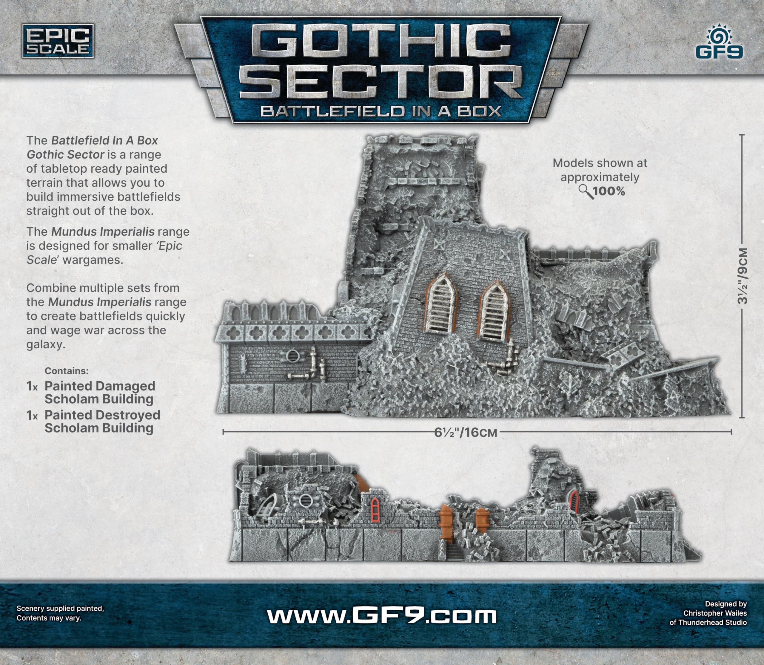 Gale Force Nine Mundus Imperialis - Scholam (Damaged & Destroyed) Terrain Piece | Resin 2