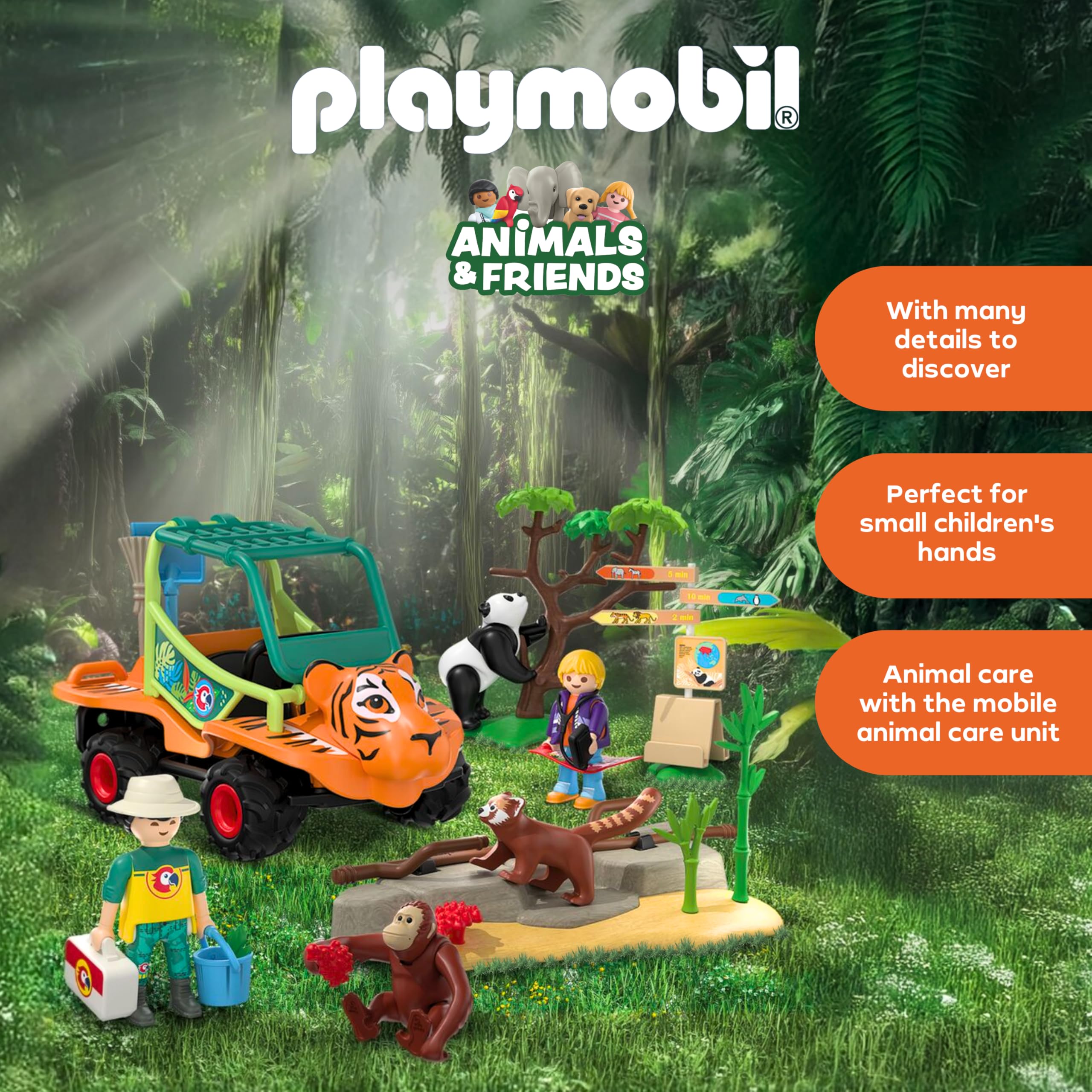 Playmobil Zoo Tierpflegermobil - Tiger Head Design Vehicle | Ages 4+ | 62 Pieces 3