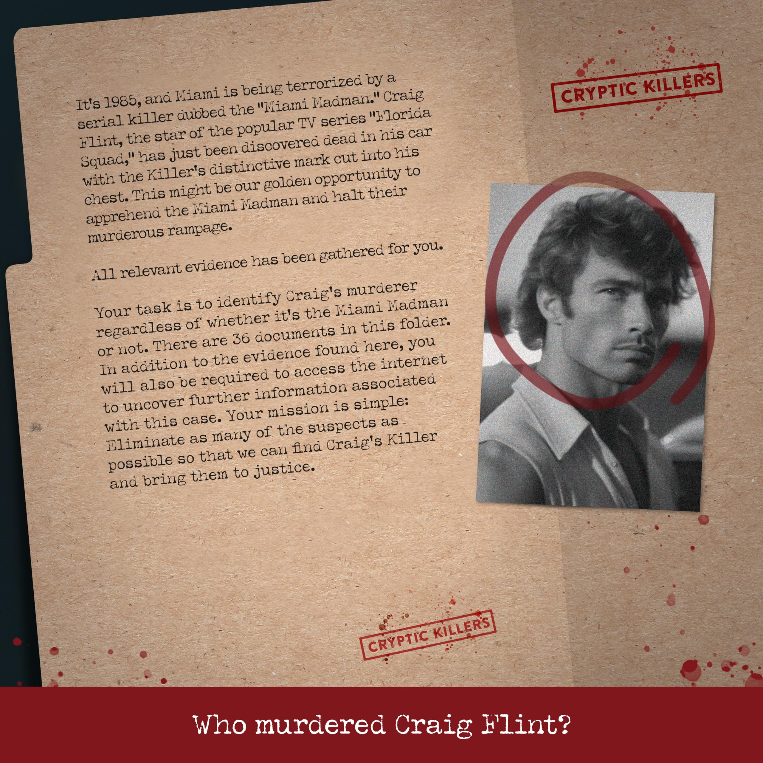 Cryptic Killers Murder in Miami Unsolved Murder Mystery Game | 36 Pieces | 4.5/5 Difficulty 2