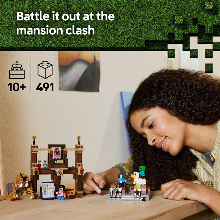 LEGO Minecraft Woodland Mansion Fighting Ring - Building Set with Steve, Garrett, Henry, Baby Zombie, Chicken Jockey, Great Hog - 491 Pieces (21272)
