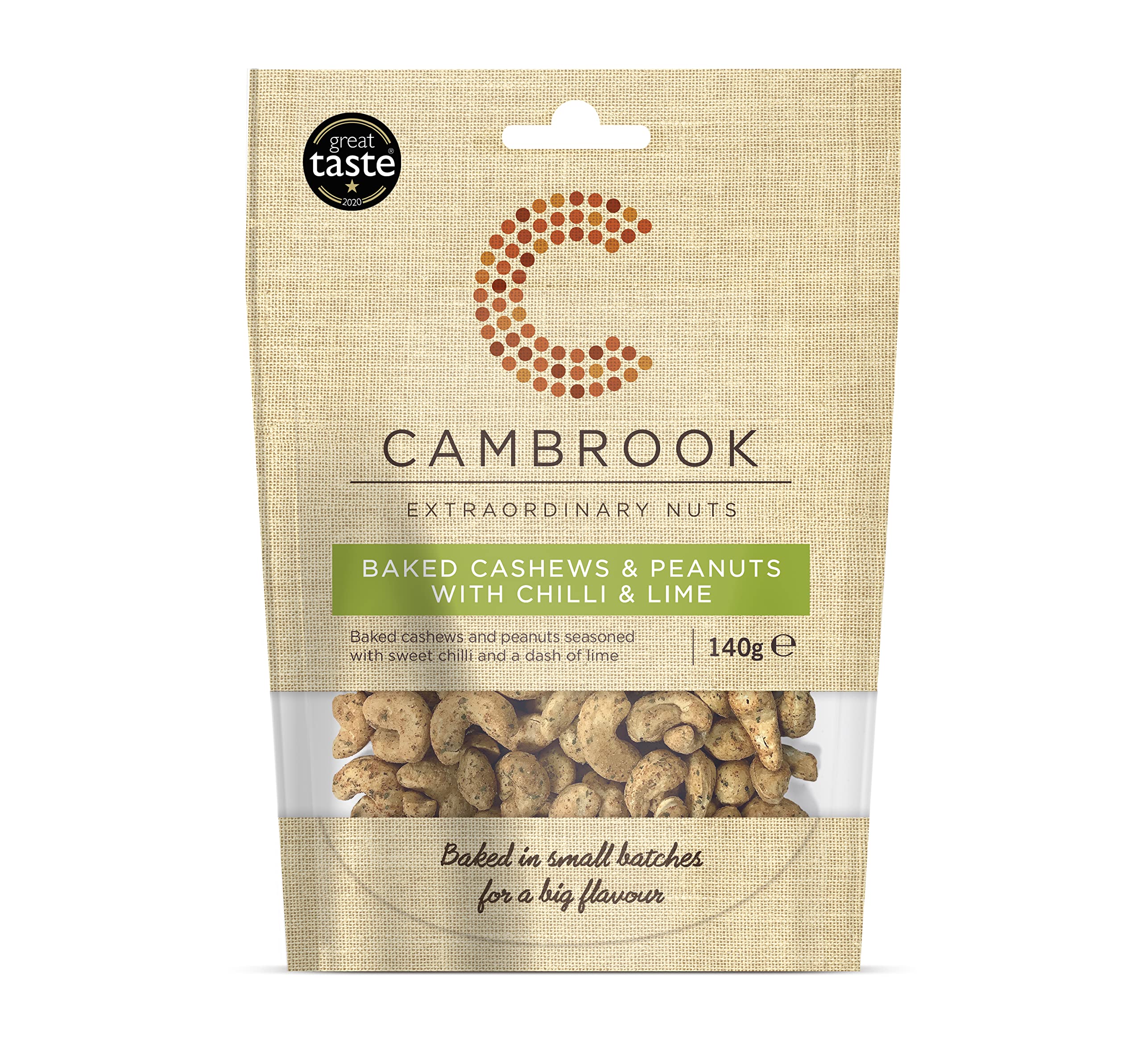 Cambrook - Baked Cashews & Peanuts With Chilli & Lime, 140g Bag