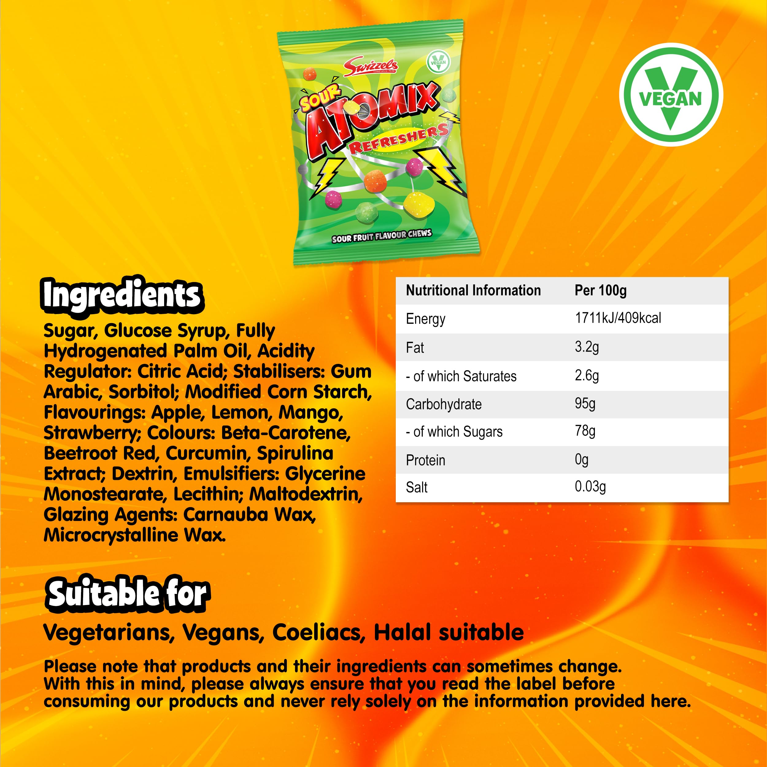 Swizzels Sour Atomix Refreshers - Tangy Fruit Flavour Chewy Sweets | 110g Bag 4