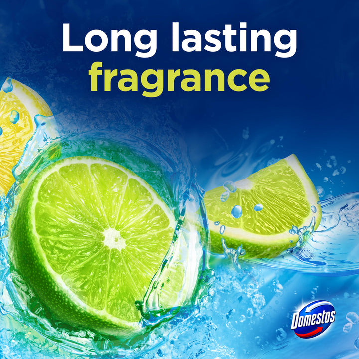 Domestos Power 5 Lime Toilet Rim Blocks 2x 50 g - Long-Lasting Toilet Freshener with Limescale Prevention