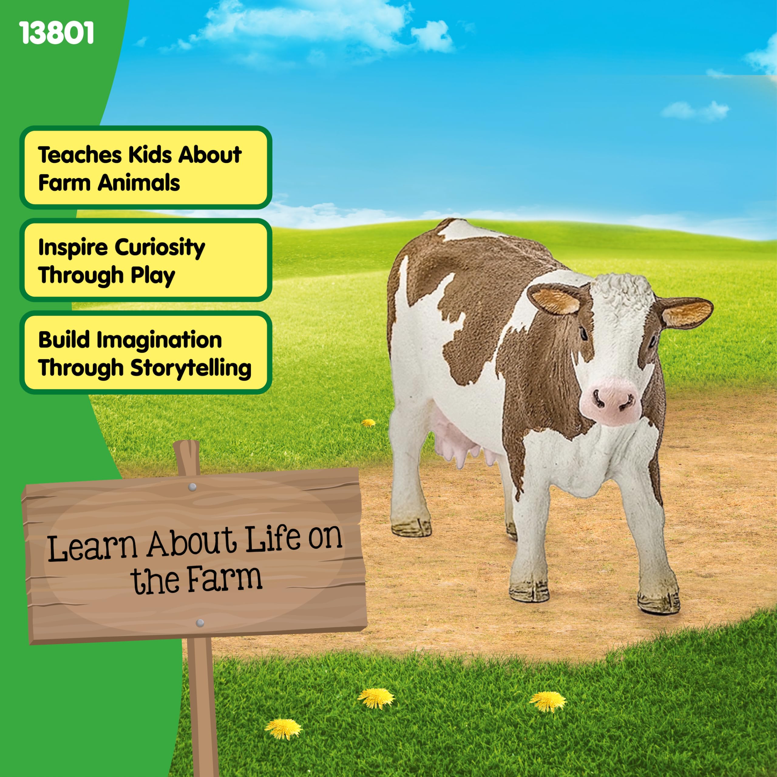 Schleich Simmental Cow Figure 13801 | Farm World Collection | Ages 3+ 5