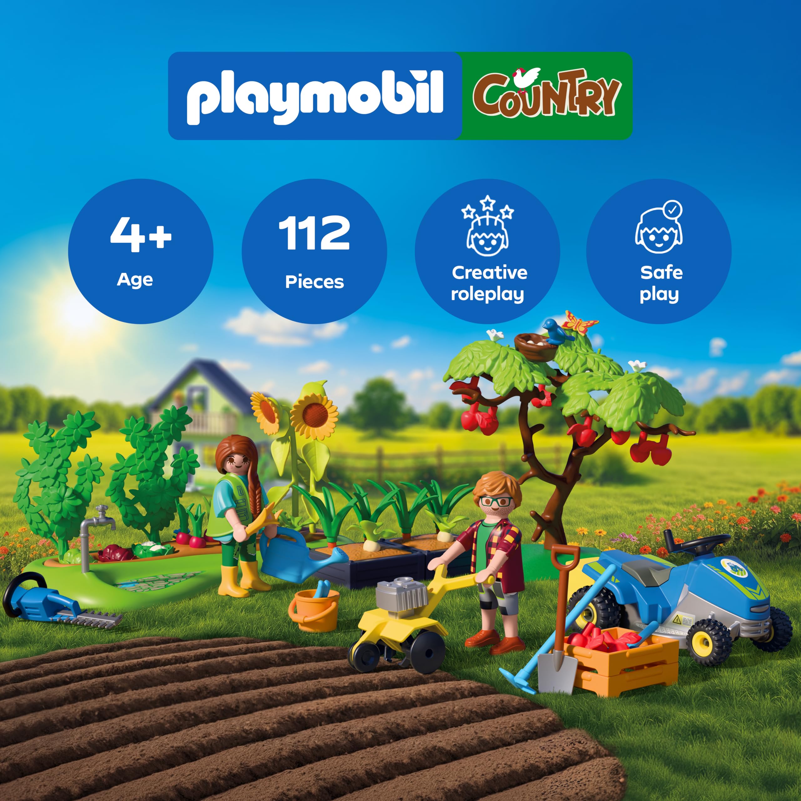 Playmobil Idyllic Vegetable Garden Playset - Includes Gardener Figures & Tools, Ages 4+