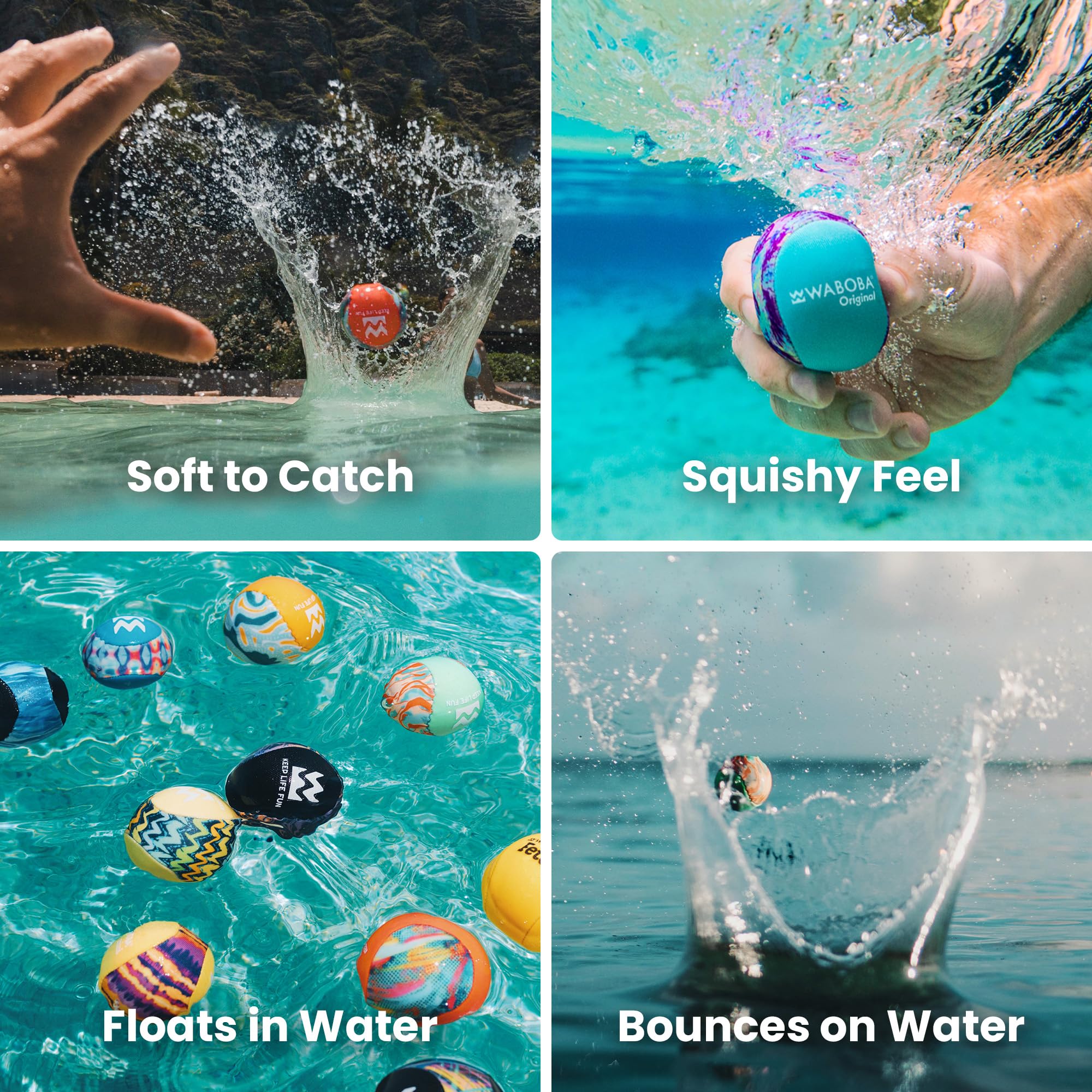 Waboba Original Water Jump Ball - Bounces on Water | Gel Core | Neon Abstract 4