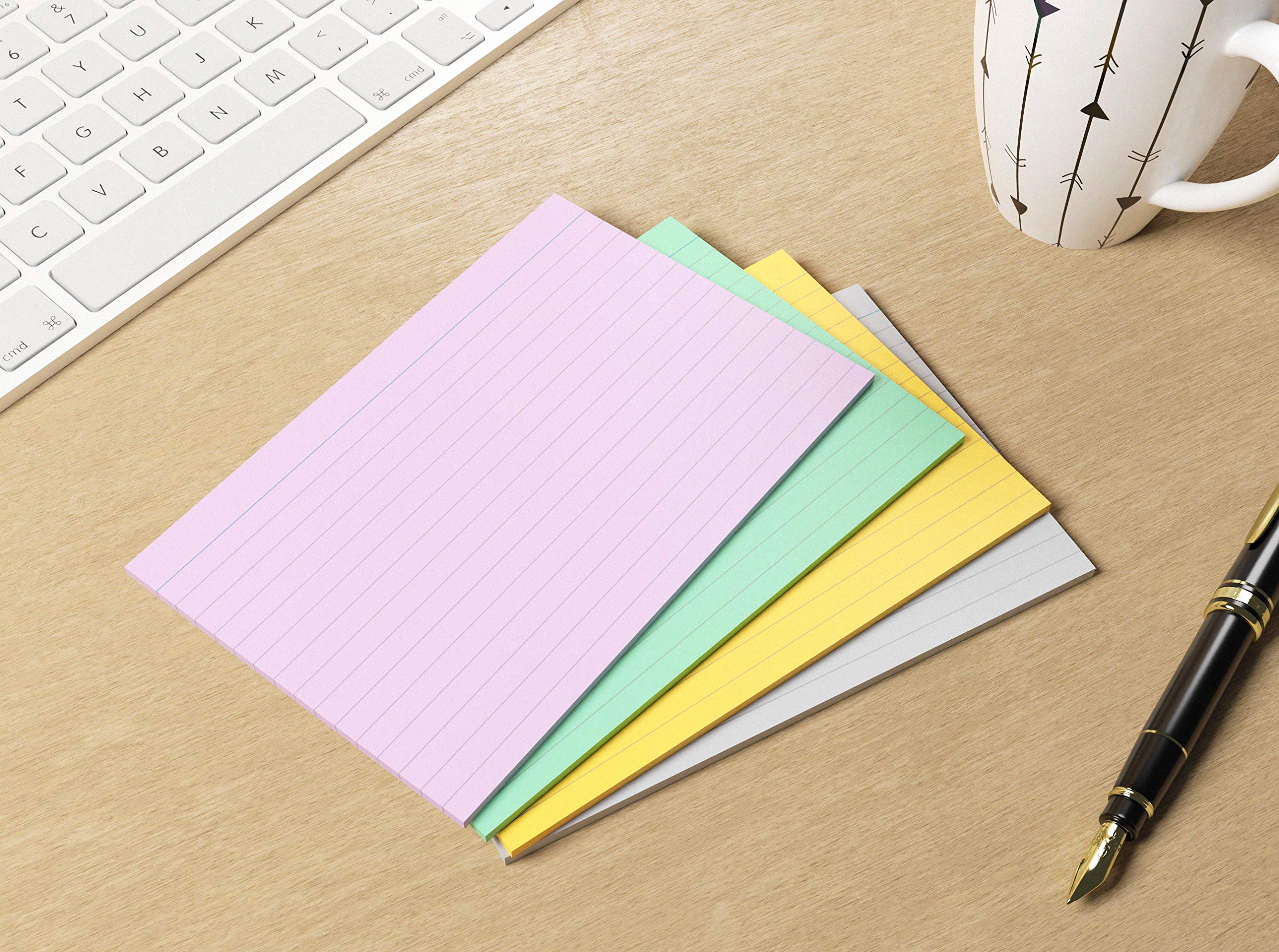 Silvine Luxpad Revision A6 Flash Cards - Lined, 100 Cards, Assorted Colours | 6x4 Size