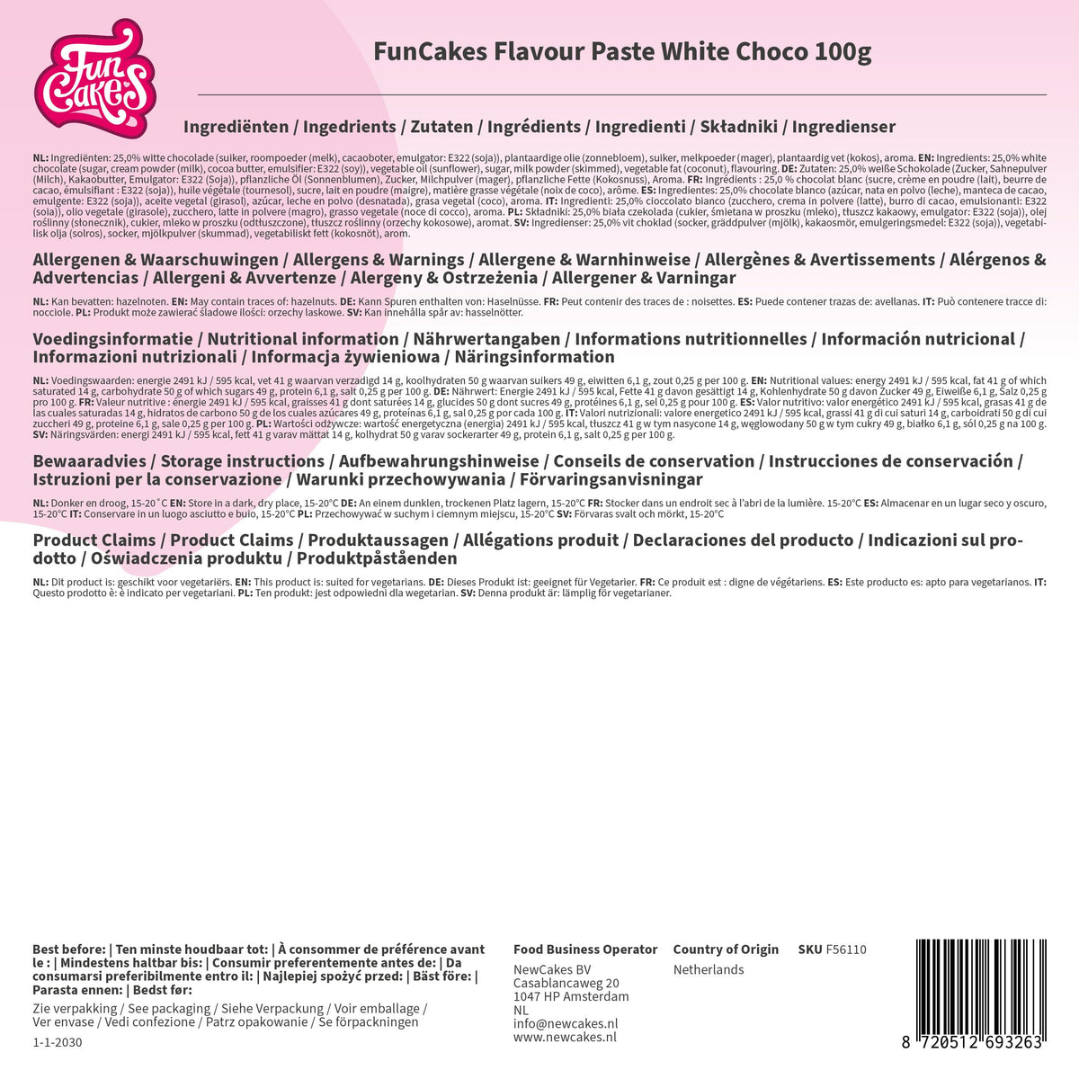 FunCakes White Chocolate Flavour Paste - 100 g