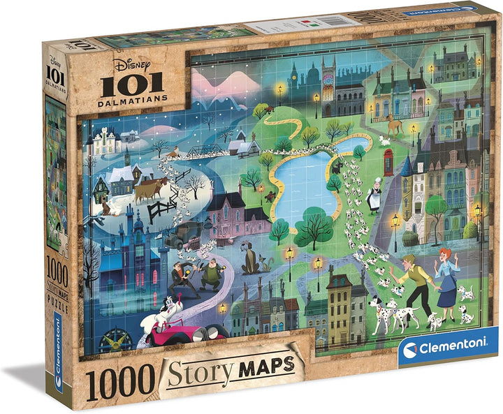 Clementoni 39665 Dalmatas 1000pcs Disney Maps 101 Dalmatians Puzzle - 1000 Pieces for Adults