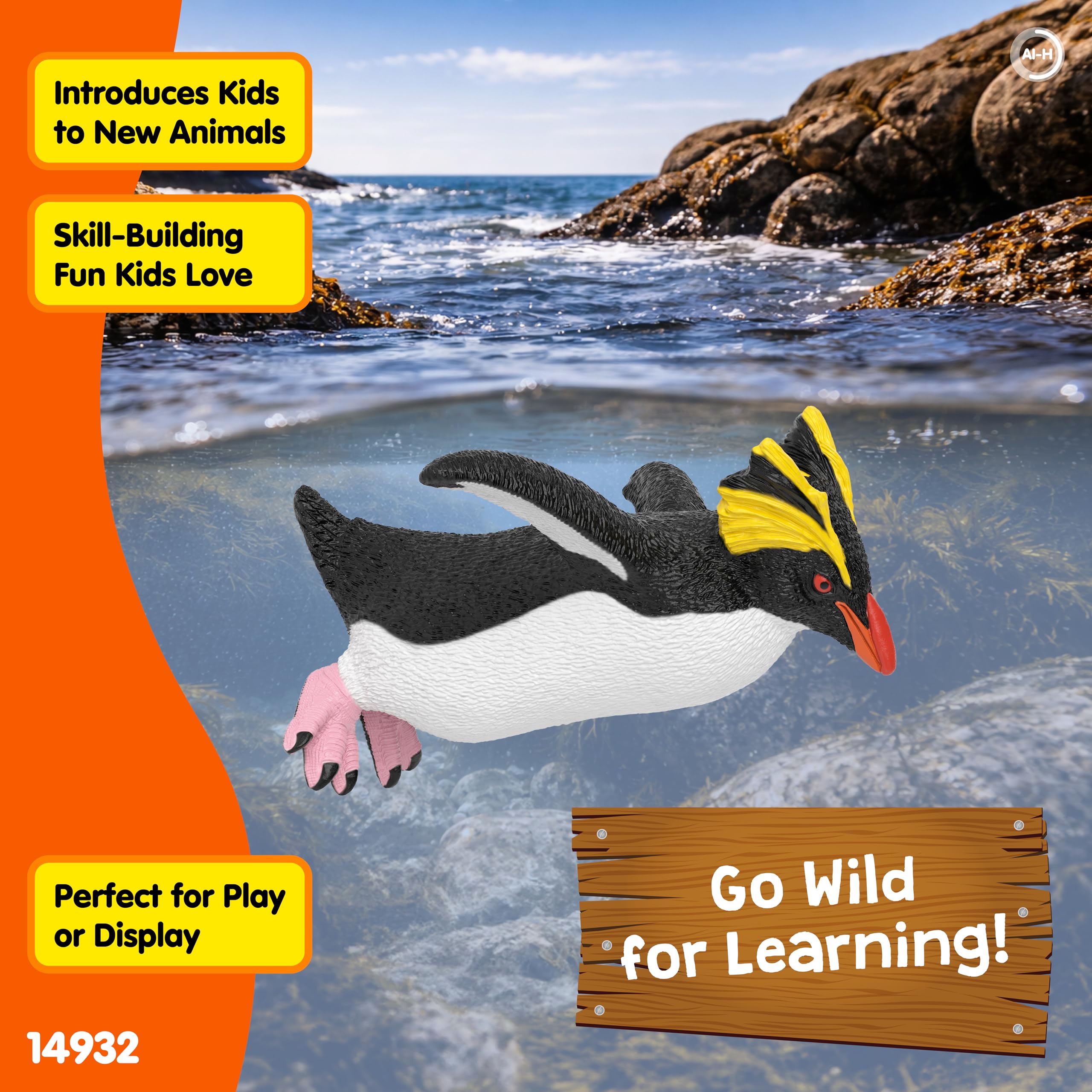 Schleich Rockhopper Penguin Toy Figurine - Realistic Wild Life Animal | Ages 3+ 6