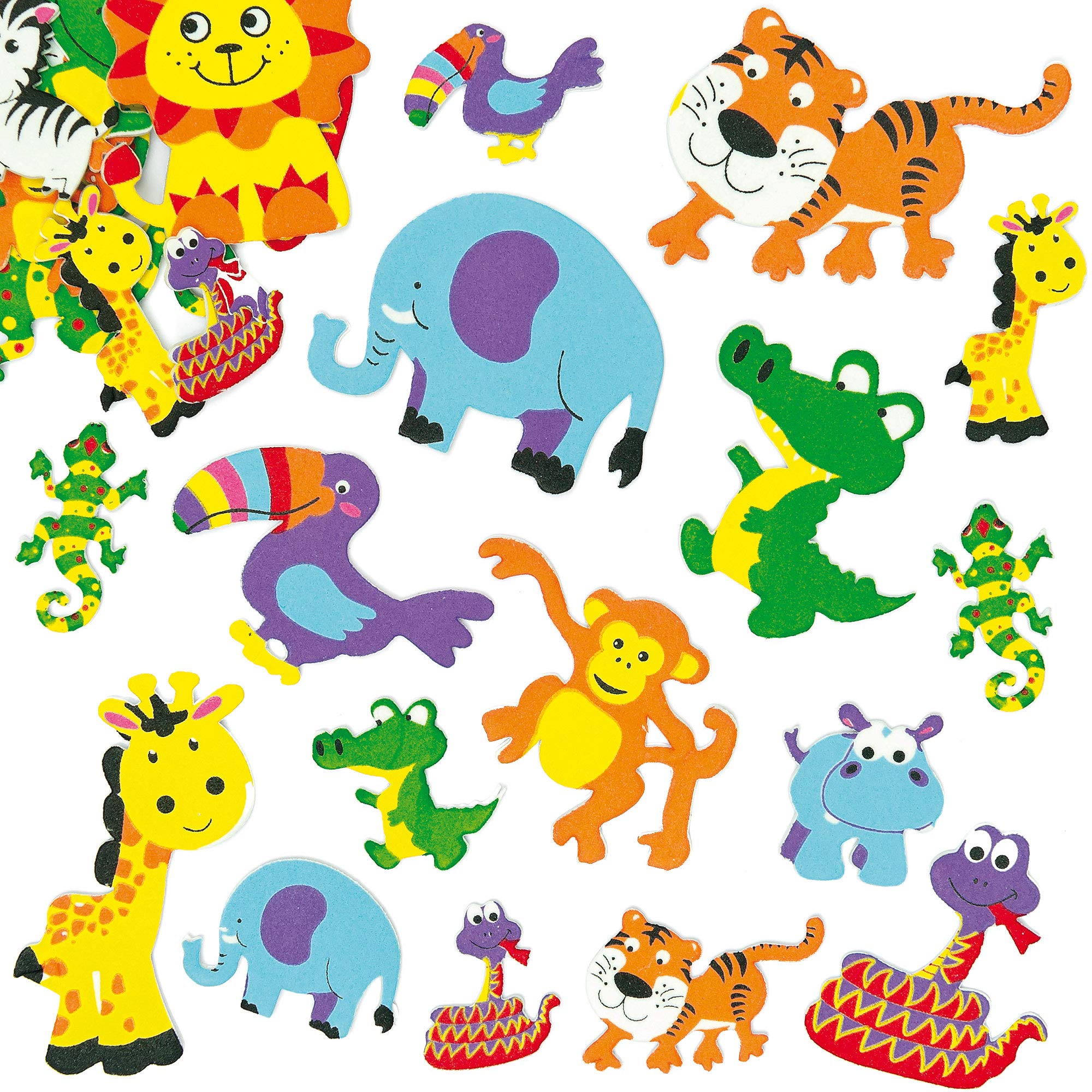 Baker Ross Jungle Animal Foam Stickers (96 Pack) - Self Adhesive Puffy Scrapbook Embellishments 5