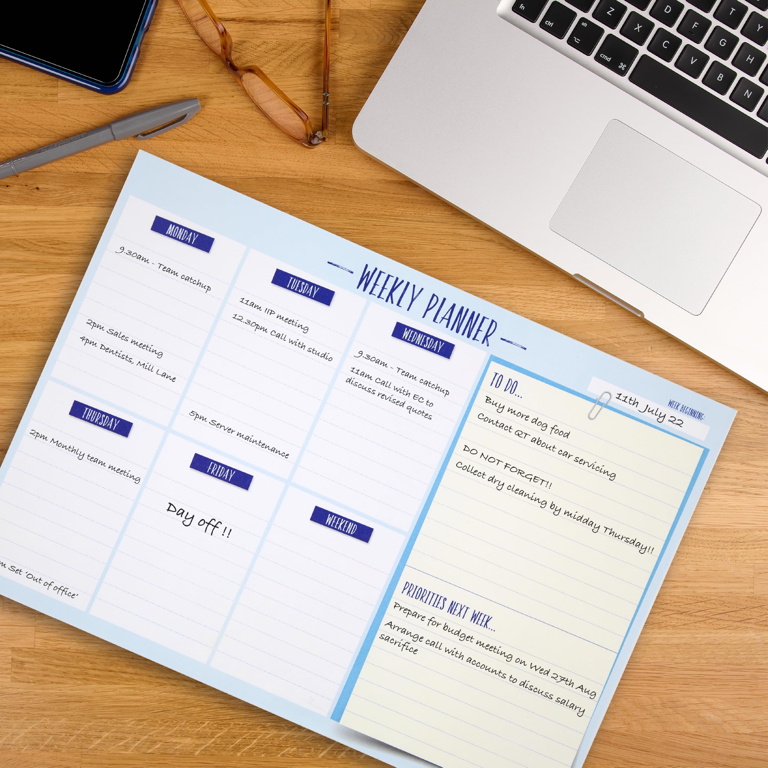 SUMMIT A4 Undated Weekly Desk Planner Pad - 52 Tear Off Pages | Organization Tool 5