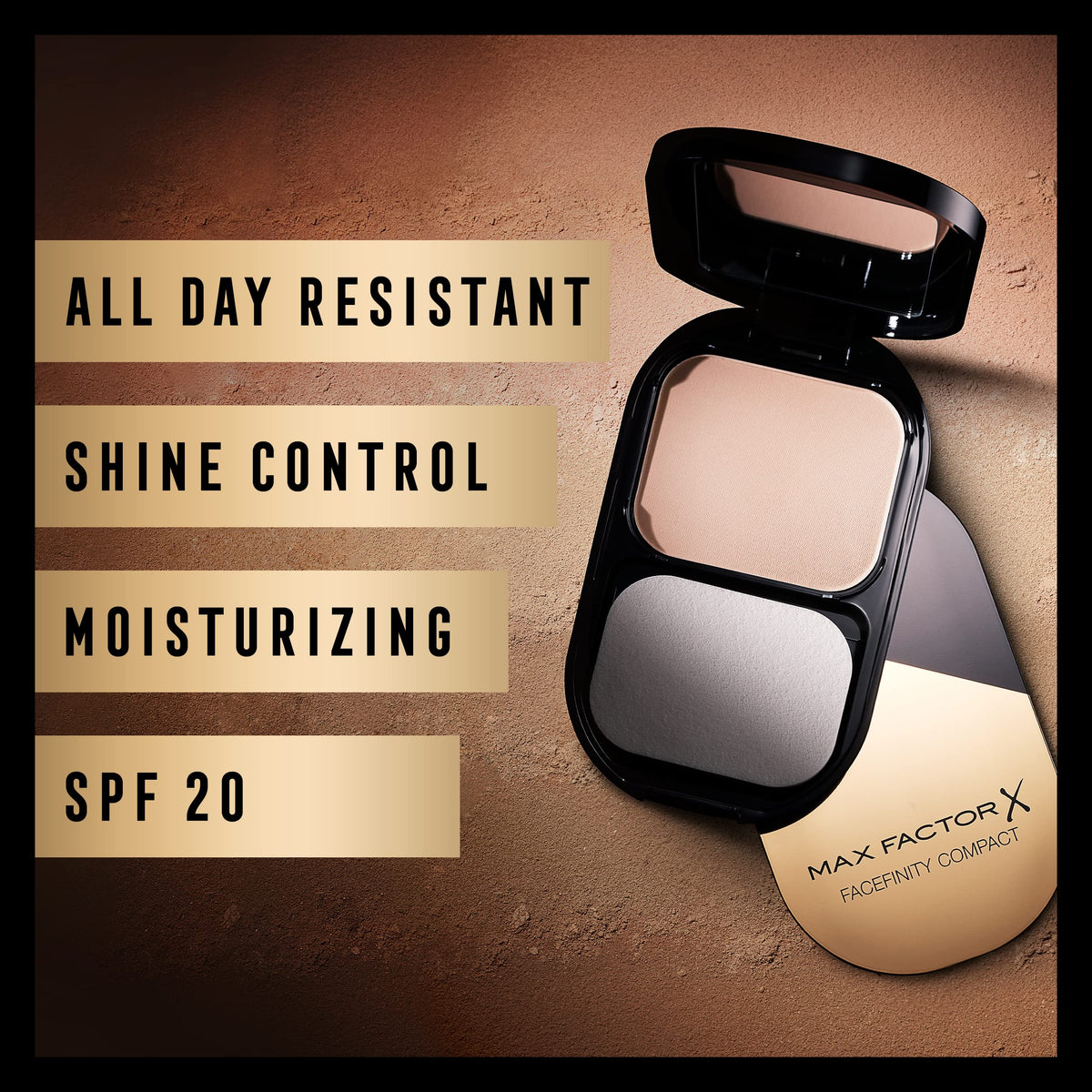 Max Factor Facefinity Compact Foundation - Flawless Matte Coverage, SPF 20, Sand 005, 9g 8
