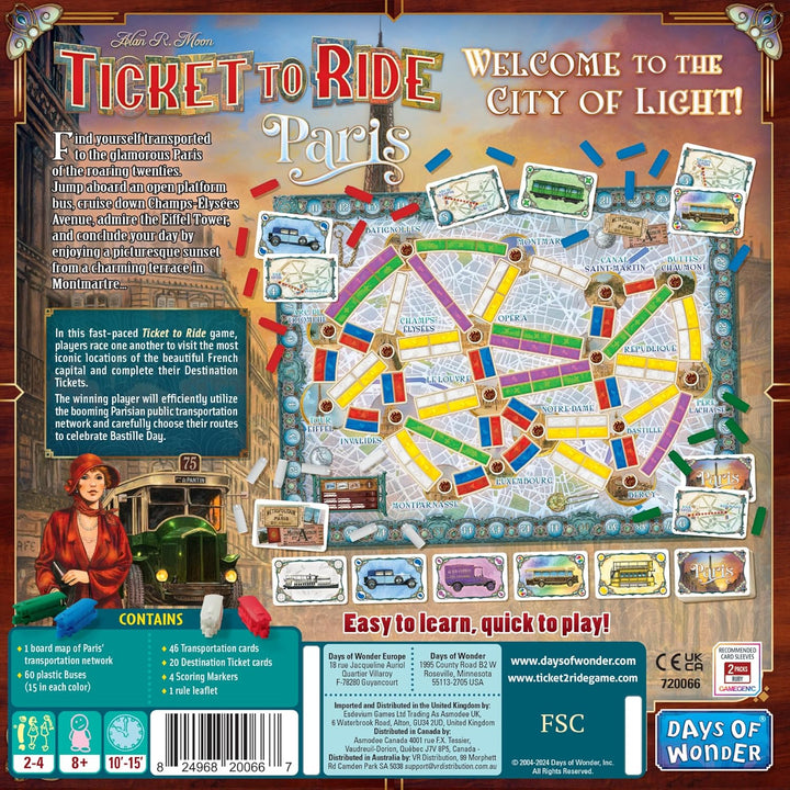 Days of Wonder Ticket To Ride Paris Board Game (DOW720066)