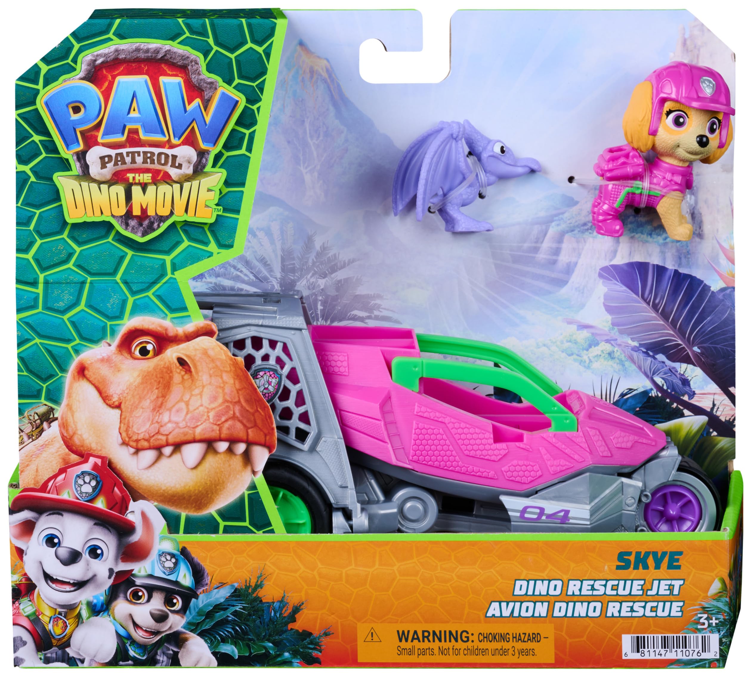 Paw Patrol Skye Dino Rescue Jet & Action Figure Set - Ages 3-9 | Multicolor Plastic 9