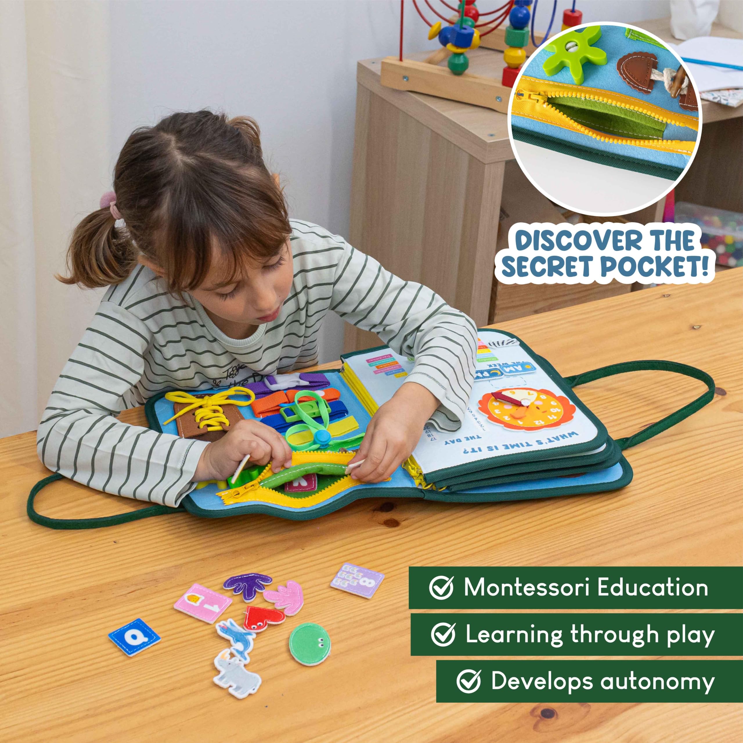 BONNYCO Busy Board for Toddlers - Montessori Educational Toy | 8 Activity Panels | Ages 10 Months+ 3