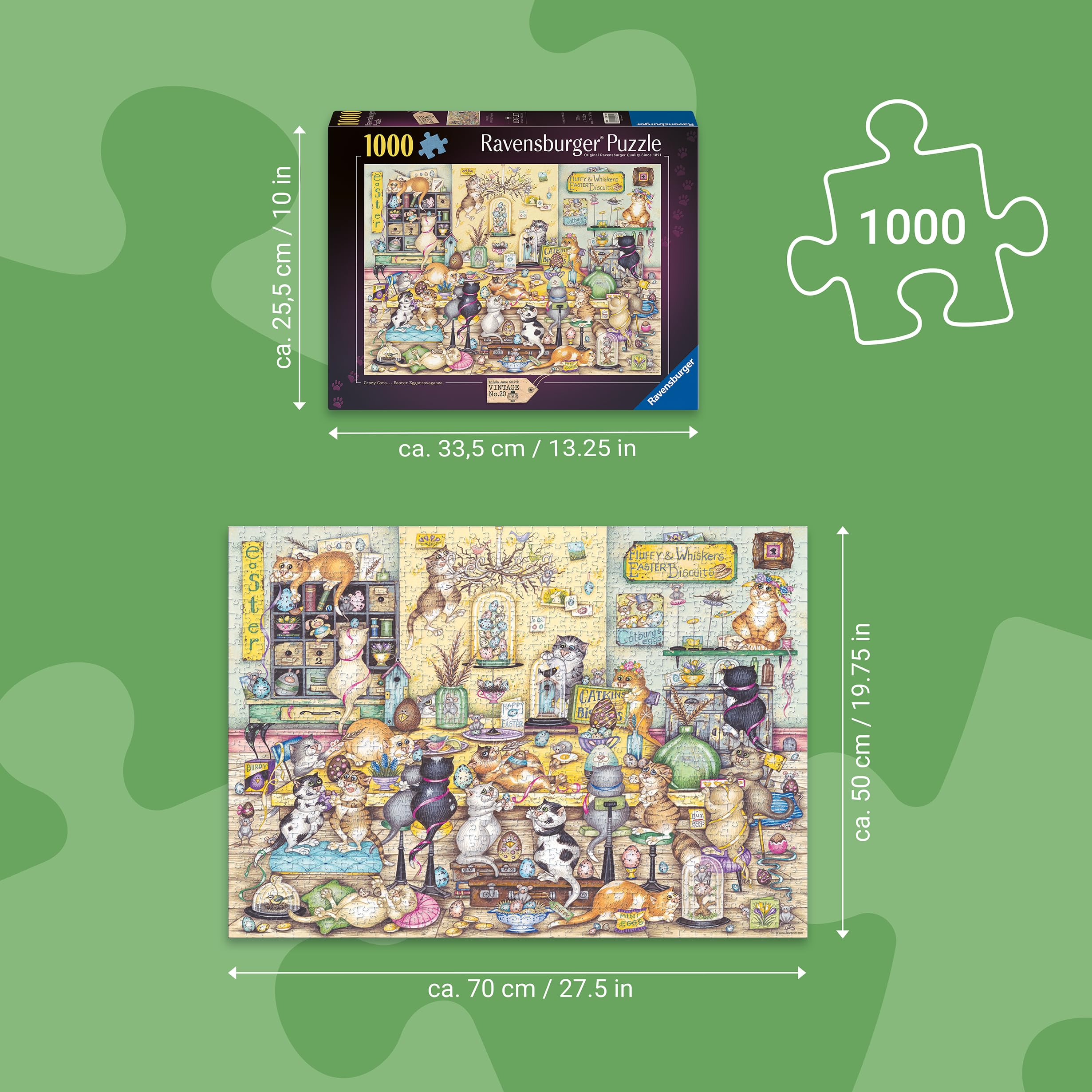 Ravensburger Linda Jane Smith Crazy Cats No.20: Easter Eggstravaganza 1000 Piece Jigsaw Puzzle 3