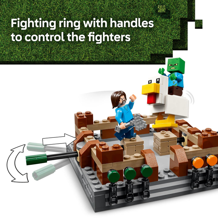 LEGO Minecraft Woodland Mansion Fighting Ring - Building Set with Steve, Garrett, Henry, Baby Zombie, Chicken Jockey, Great Hog - 491 Pieces (21272)