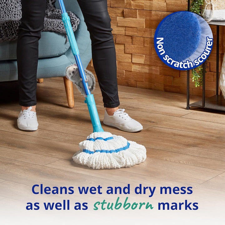 Spontex Ultra Compact Twist Mop and Bucket Set - Microfibre Mop with Built-In Wringing System