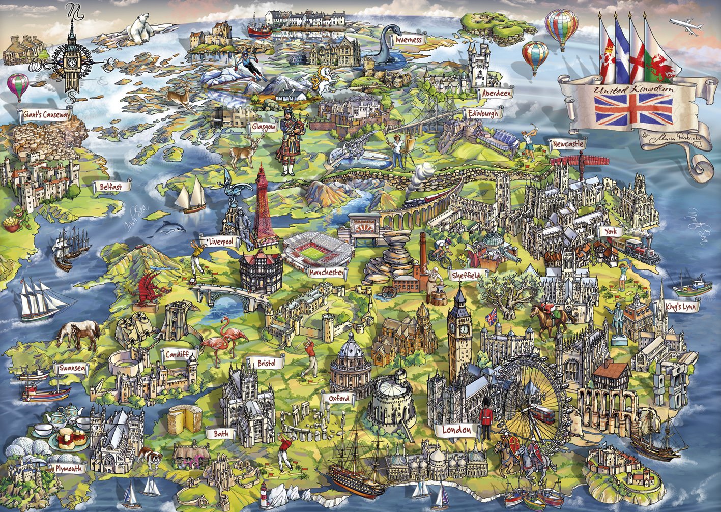 Beautiful Britain | 1000 Piece Jigsaw Puzzle | British Icons Map | Sustainable Puzzle for Adults | Premium 100% Recycled Board | Great Gift for Adults | Gibsons Games 3