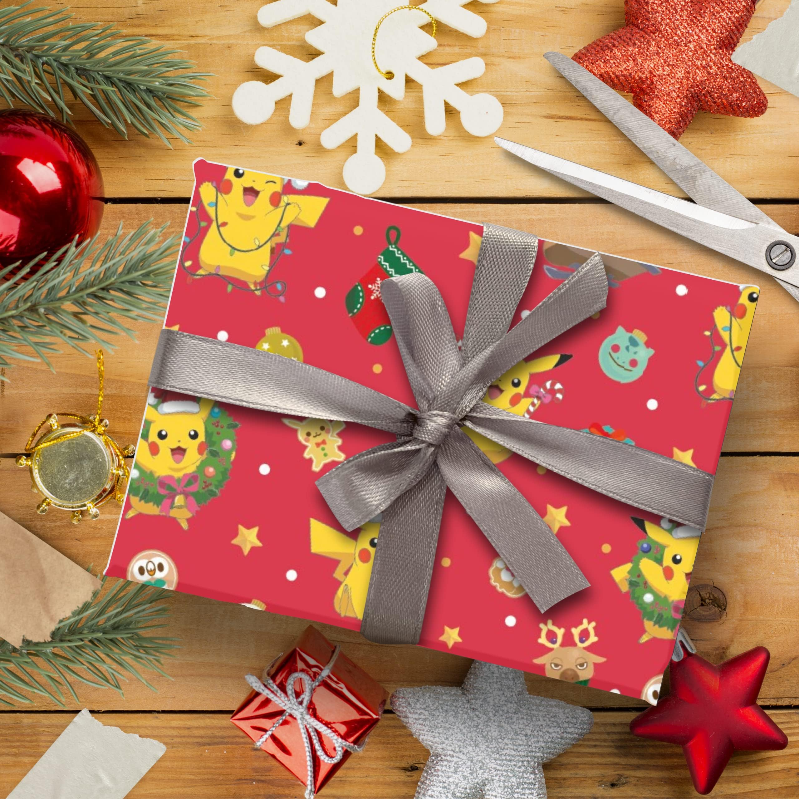Danilo Promotions Pokemon Christmas Wrapping Paper - 4 Sheets | Pikachu Design | 70cm x 50cm 4