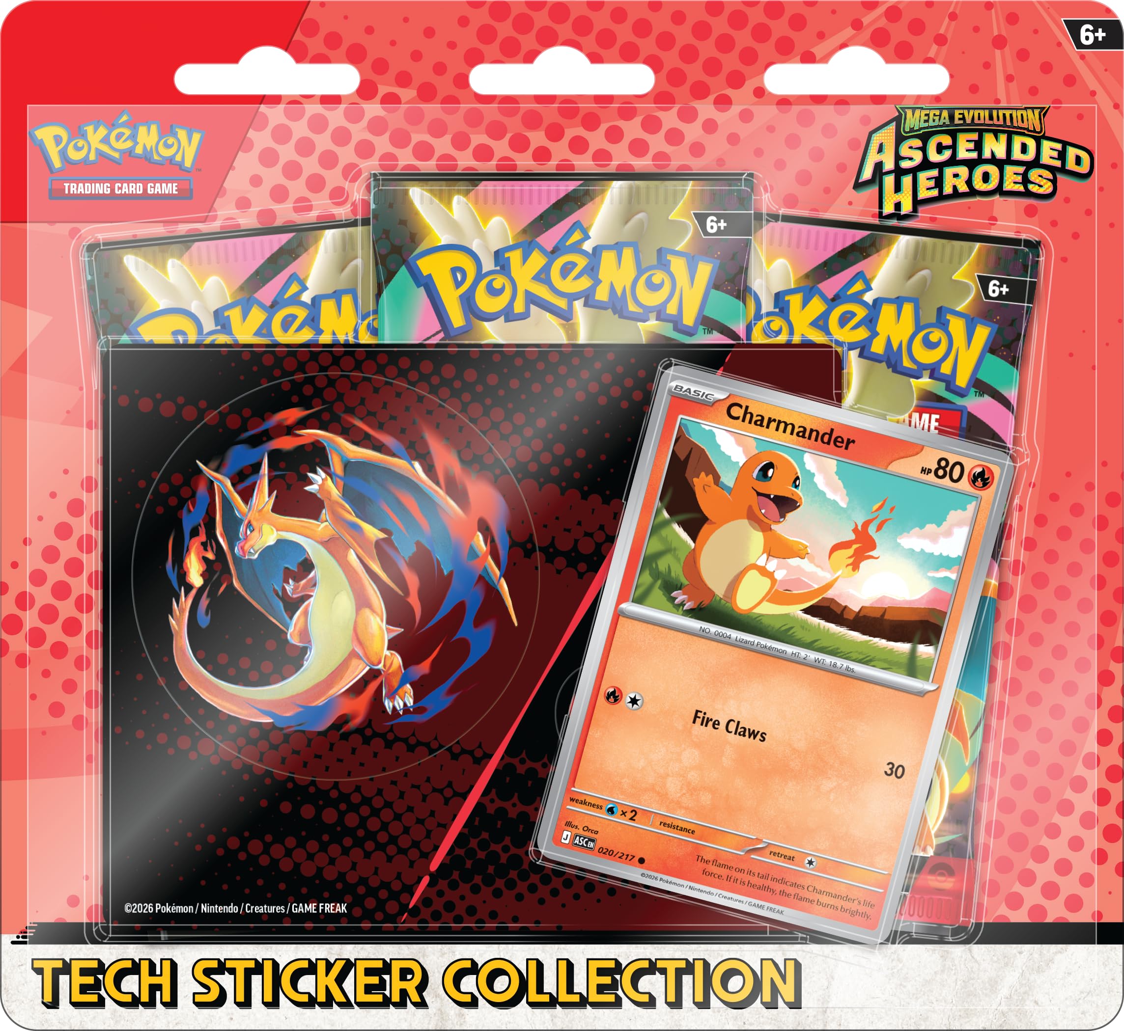 Pokémon TCG: Mega Evolution—Ascended Heroes Tech Sticker Collection - Charmander | 3 Booster Packs 1