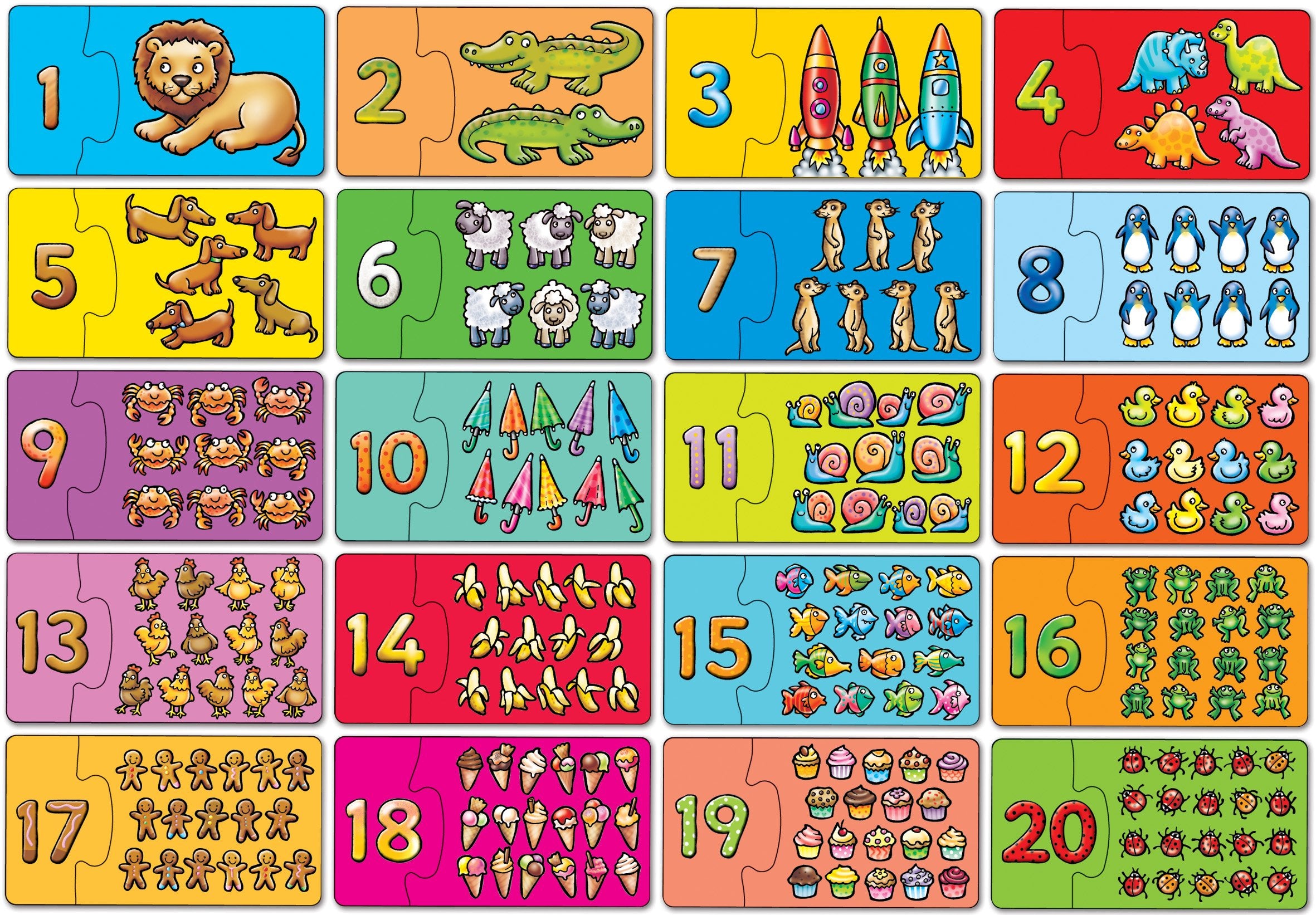 Orchard Toys Match and Count Jigsaws - Learn Numbers 1-20 | 20 x 2-Piece Puzzles for Ages 3+