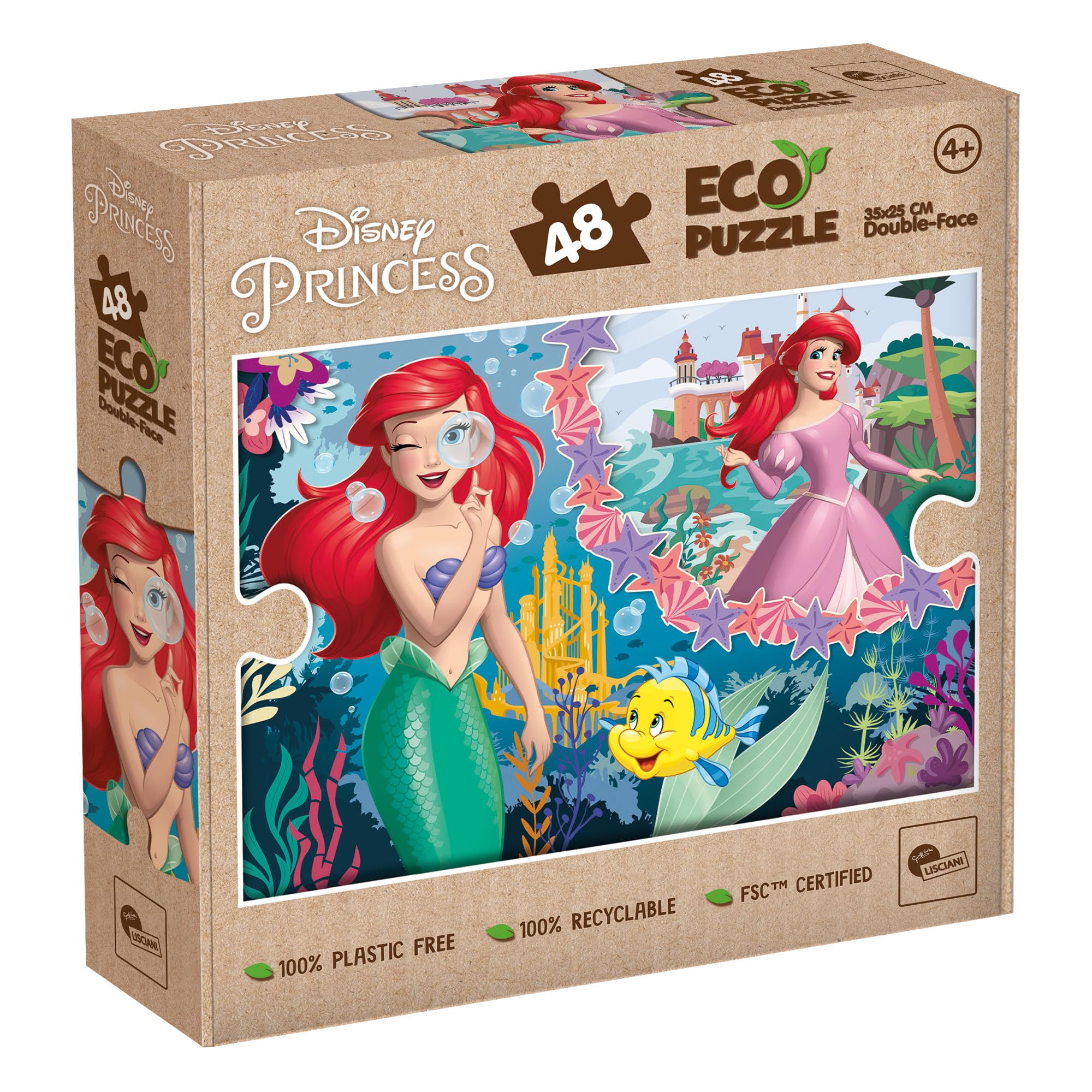 Lisciani Disney Princesses Ariel Double Sided Puzzle - 48 Pieces | Ages 4+ 1