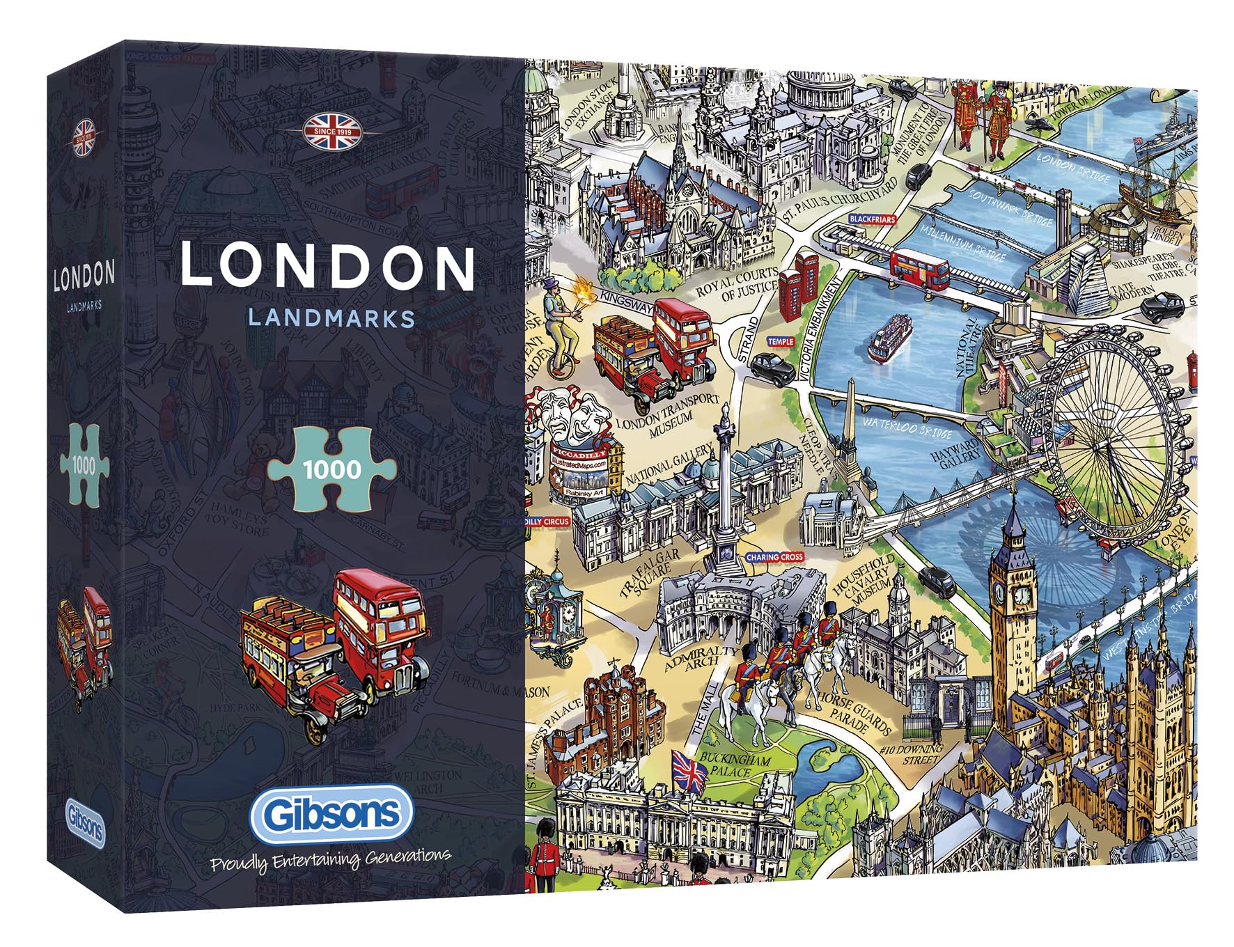 Gibsons London Landmarks Jigsaw Puzzle - 1000 Pieces | Premium Recycled Board | Includes Poster