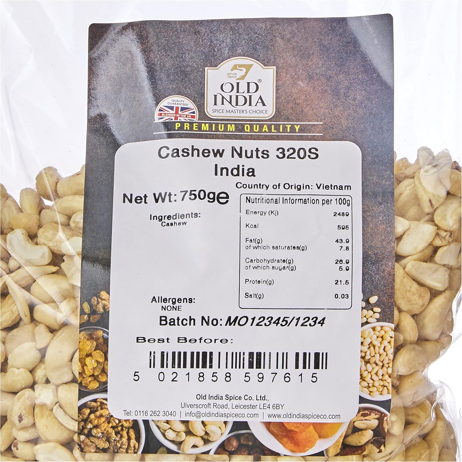 Old India Cashew Nuts 320S Whole Raw India 750g 4