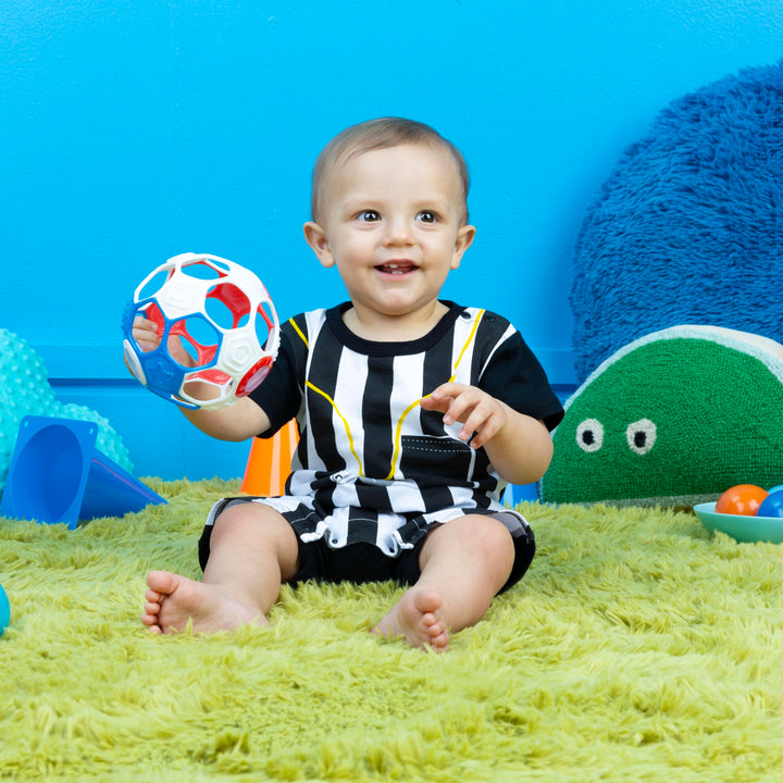Bright Starts Oball Grippin' Goals Rattle Football - Easy-Grasp Toy for Newborn & Up