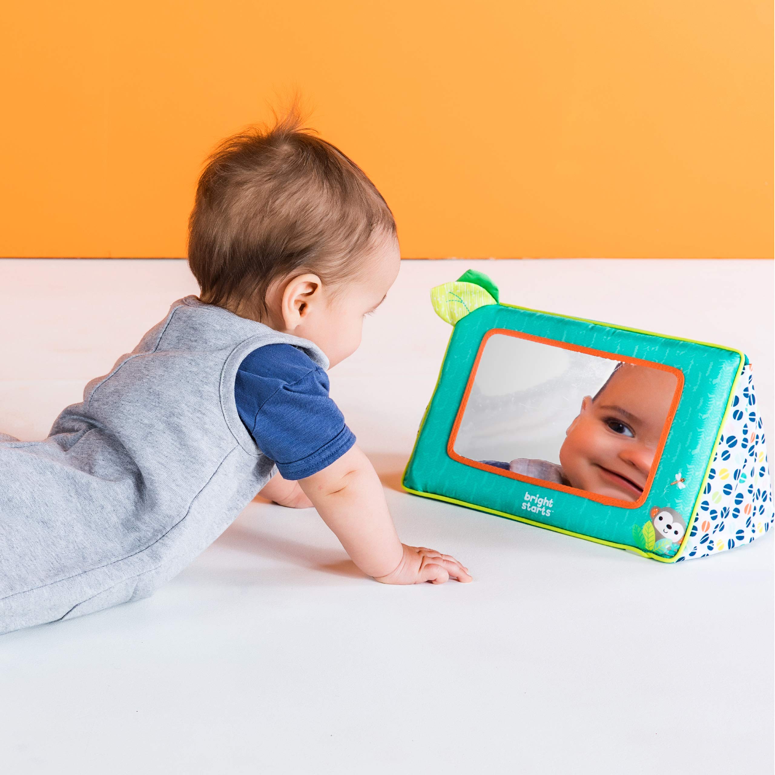 Bright Starts Sit and See Safari Floor Mirror - Green | Tummy Time & Sit Play | Ages 0-36 Months 2