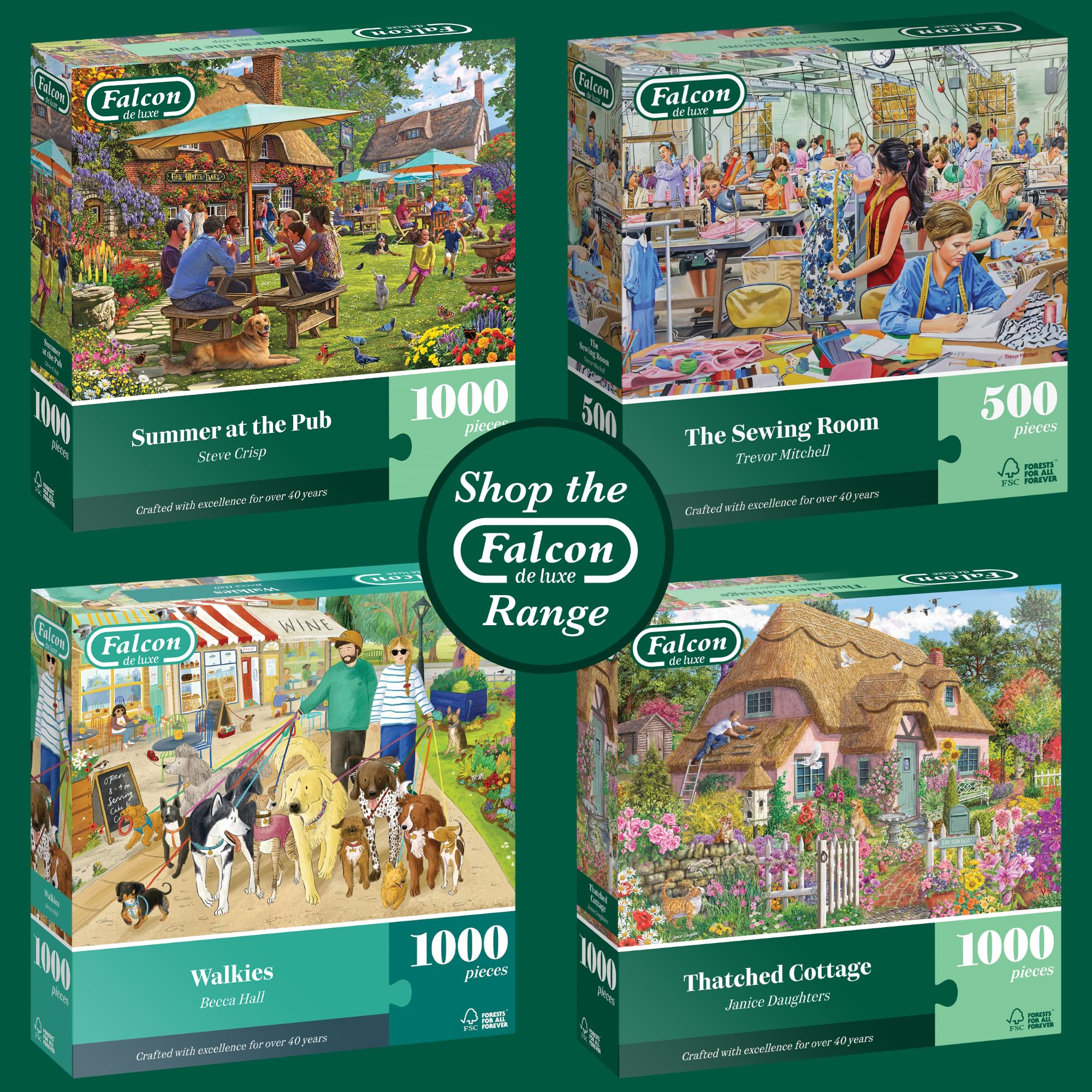 Falcon Summer at the Pub 1000 Piece Jigsaw Puzzle - Illustrated by Steve Crisp 5