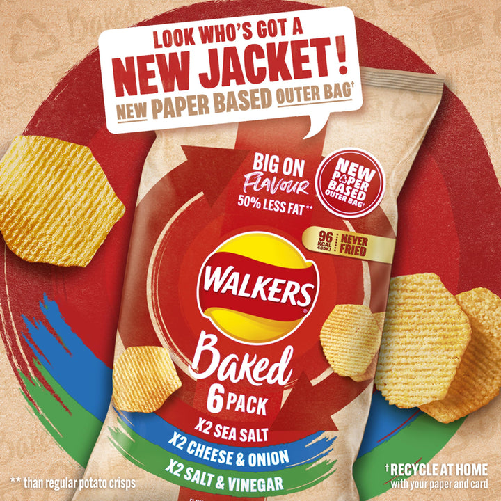 Walkers Oven Baked Variety Pack Crisps 6 x 22g