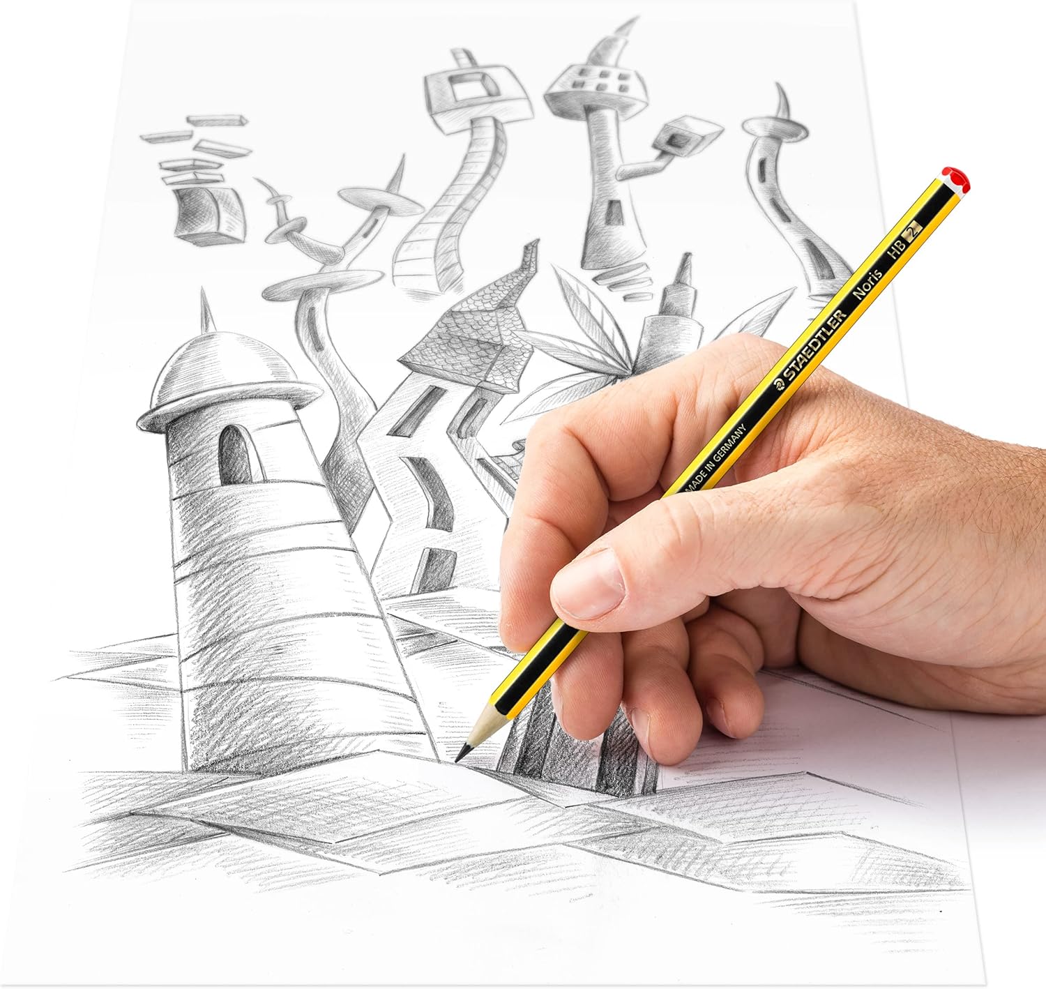 STAEDTLER Noris Graphite Pencils - Sketch Set (Pack of 6) with Eraser & Sharpener 4