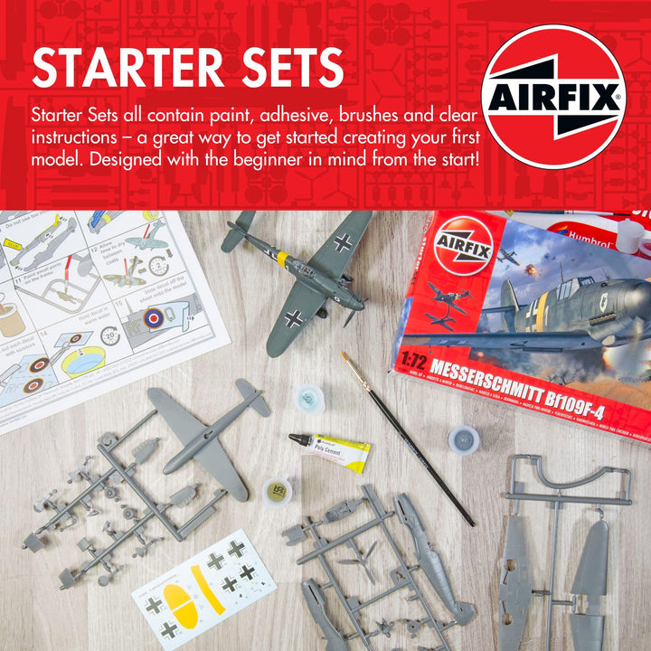 Airfix Starter Set - Messerschmitt Bf109F-4 Model Building Kit for Ages 8+