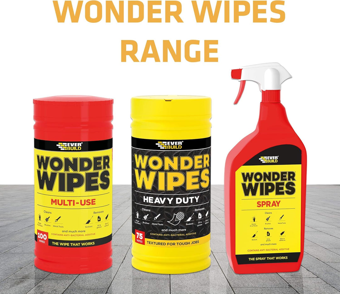 Everbuild - Wonder Wipes Multi-Use Cleaning Wipes, 100 Wipes, Red