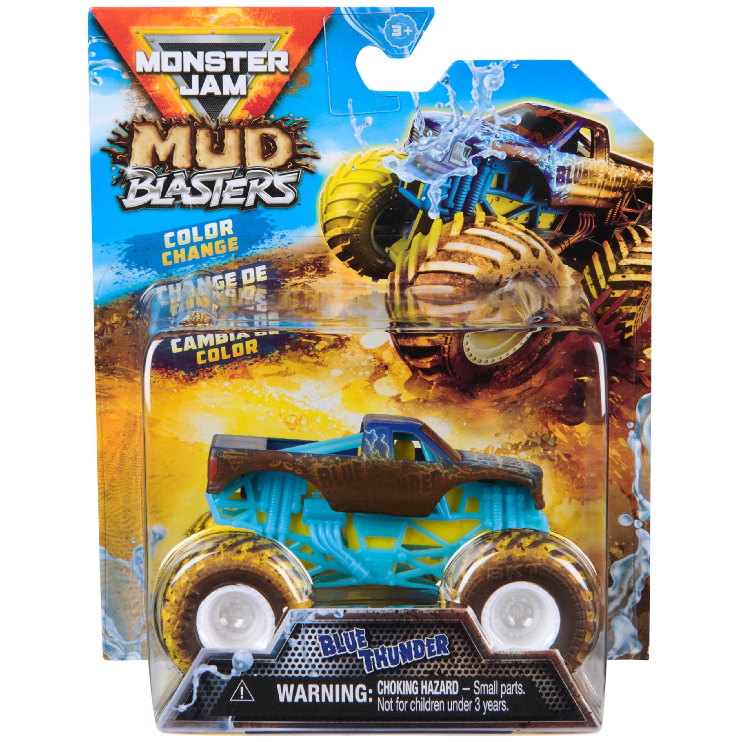 Monster Jam Mud Blasters Blue Thunder Colour Change Truck - 1:64 Die-Cast Vehicle for Kids 1