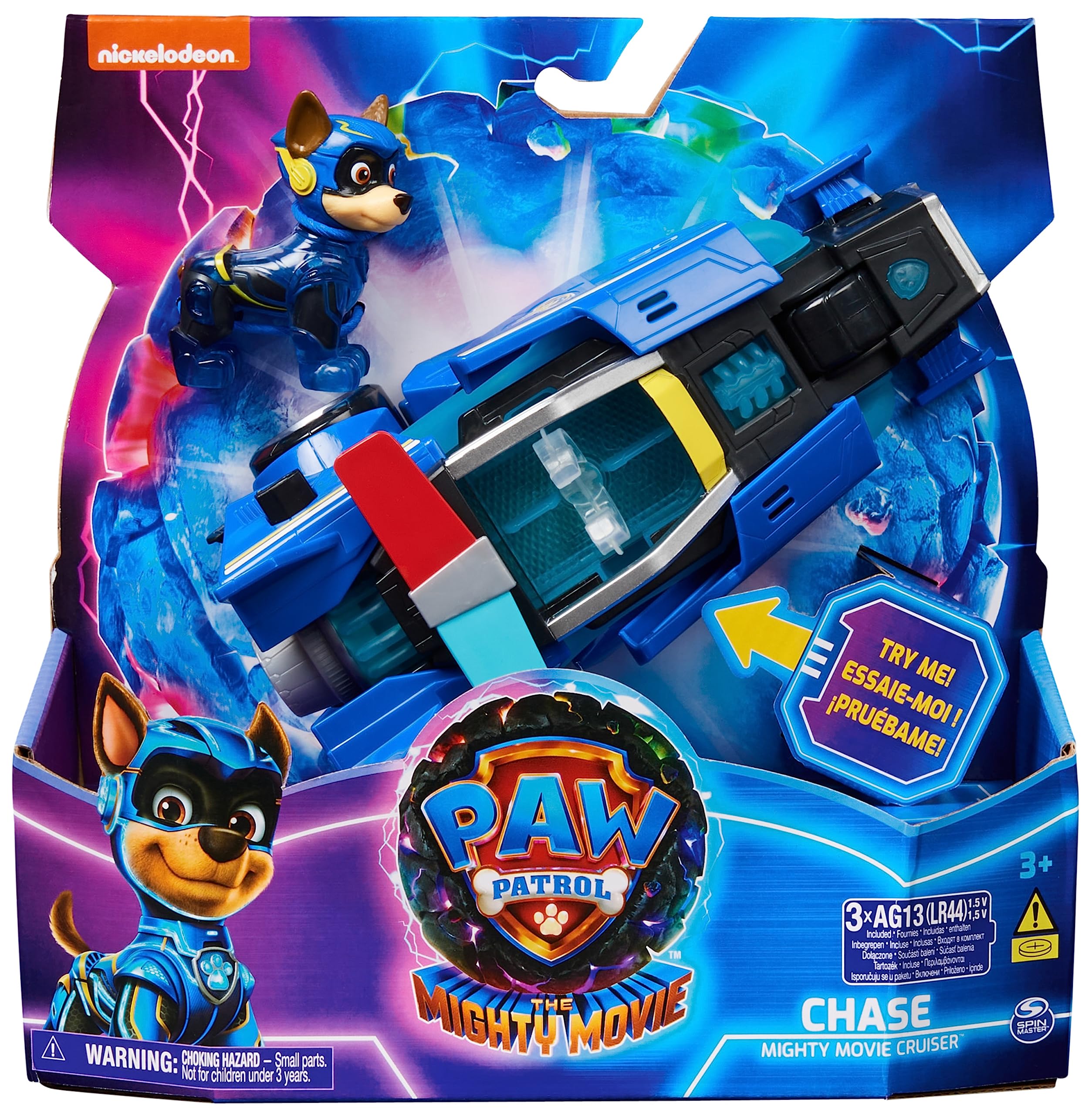 PAW Patrol: The Mighty Movie Chase Mighty Pups Toy Car with Light-Up Action Figure, Lights & Sounds - Vehicle Playset for Kids 3+ 8