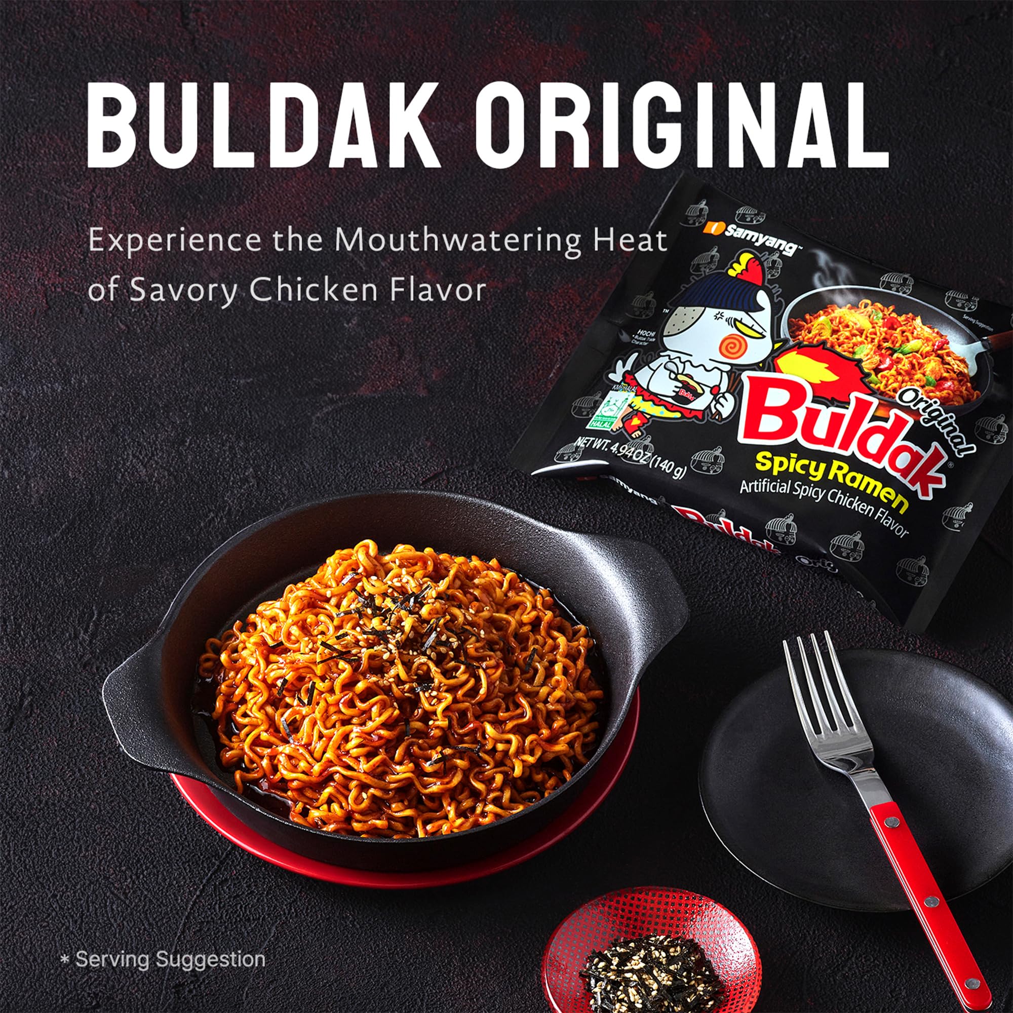 Samyang Buldak Original Hot Chicken Spicy Korean Instant Noodles - 5 x 140g 4