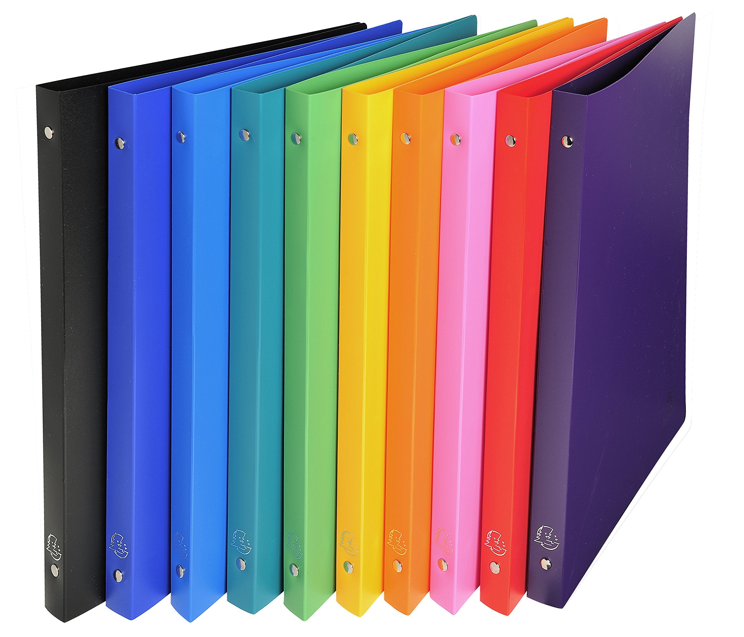 Exacompta OPAK Flexible O-Ring Binders - Box of 10 | A4 | 2 Round Rings 15mm | Assorted Colors
