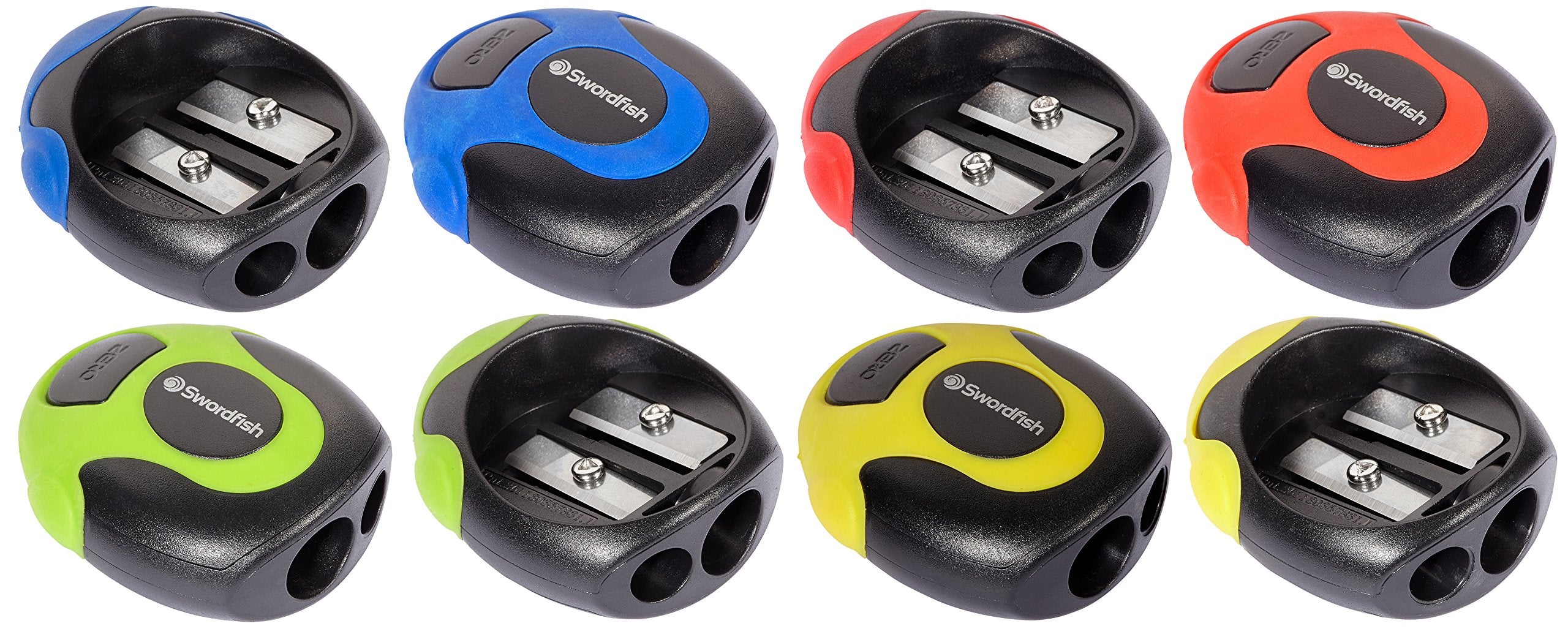 Swordfish Twin Soft Grip Double-Hole Pencil Sharpener for 8mm & 10.5mm Pencils | Pack of 1