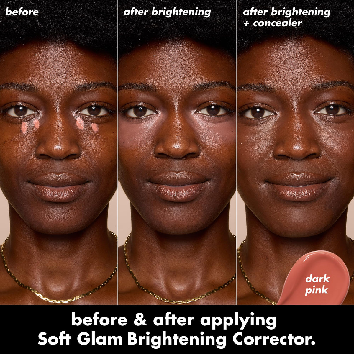 e.l.f. Soft Glam Brightening Corrector - Minimizes Dark Circles & Discoloration | 6.3 ml | Dark Pink