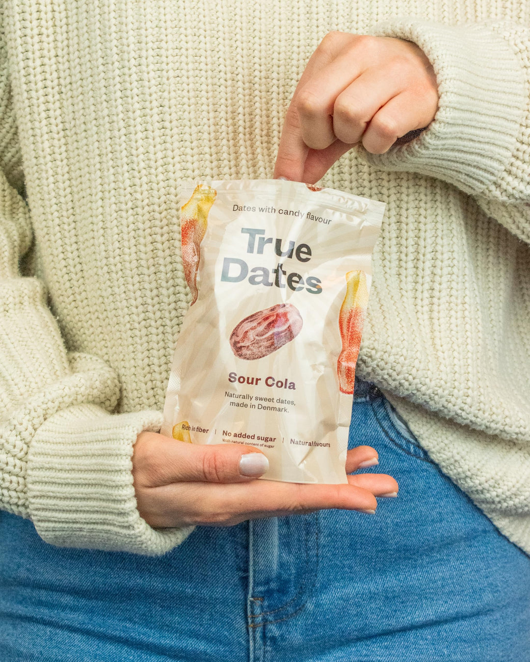 True Gum - Sour Cola True Dates Candy Coated Snack | No Added Sugar, Vegan, Palm Oil Free | 100 g